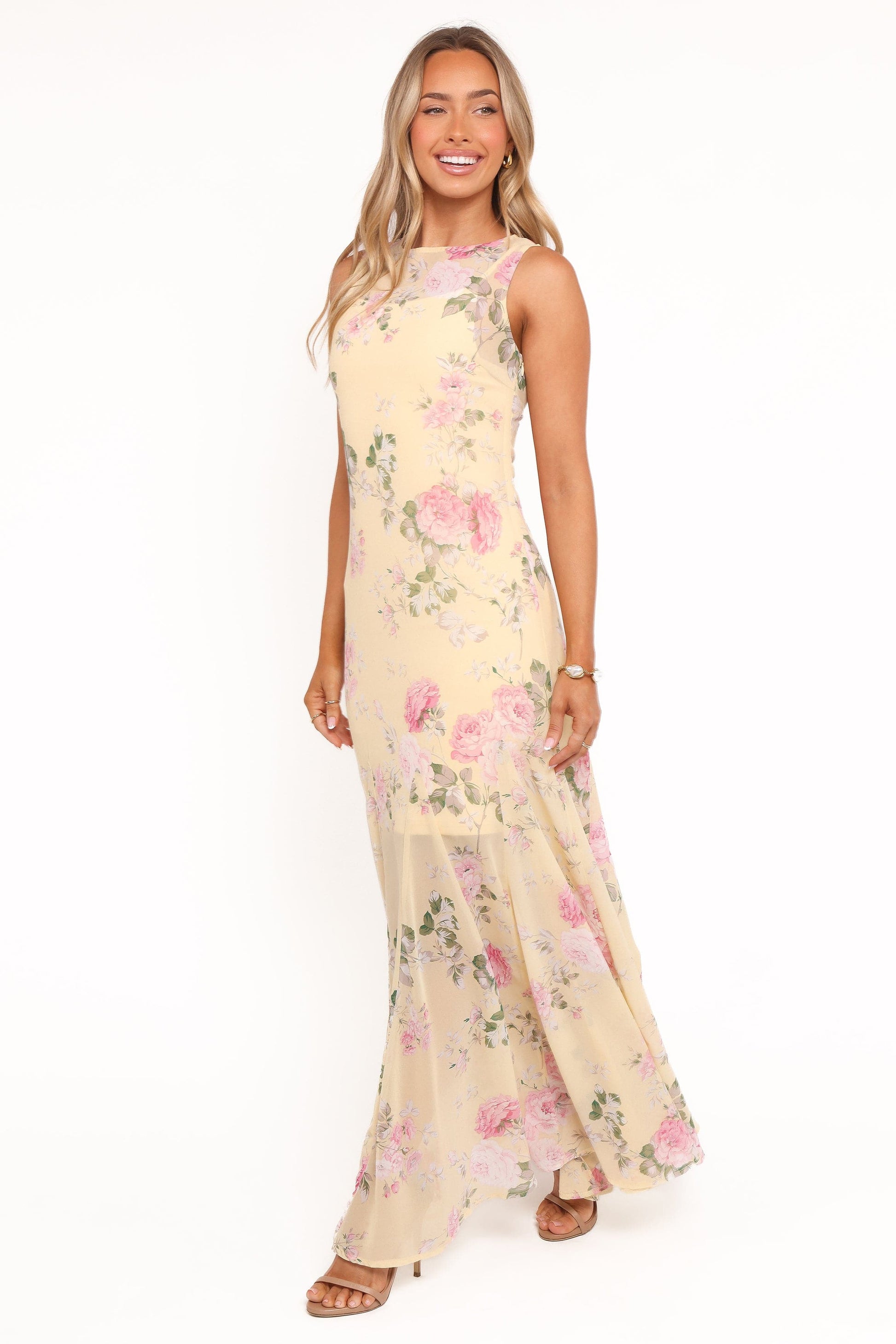 Keani Peony Maxi Dress Yellow Floral 4
