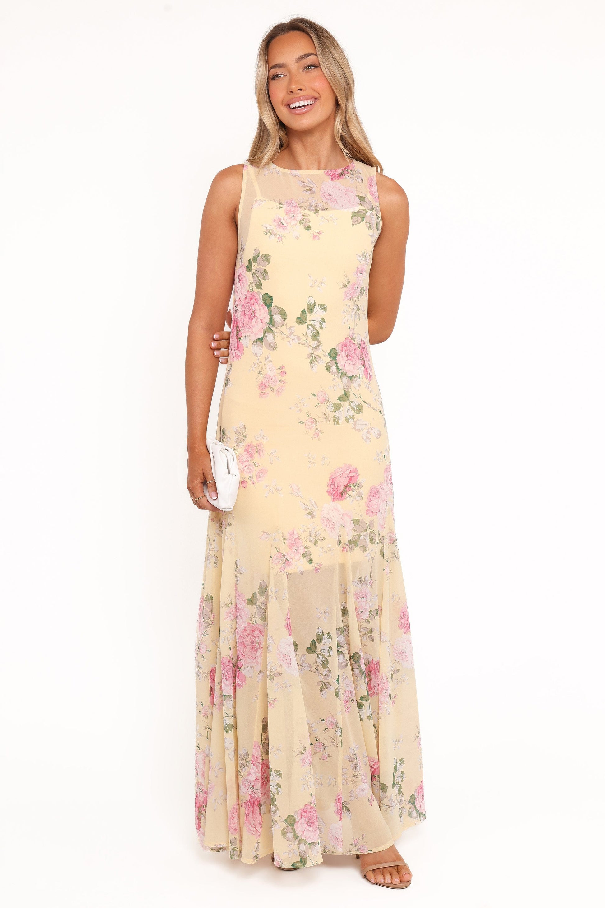 Keani Peony Maxi Dress Yellow Floral 3