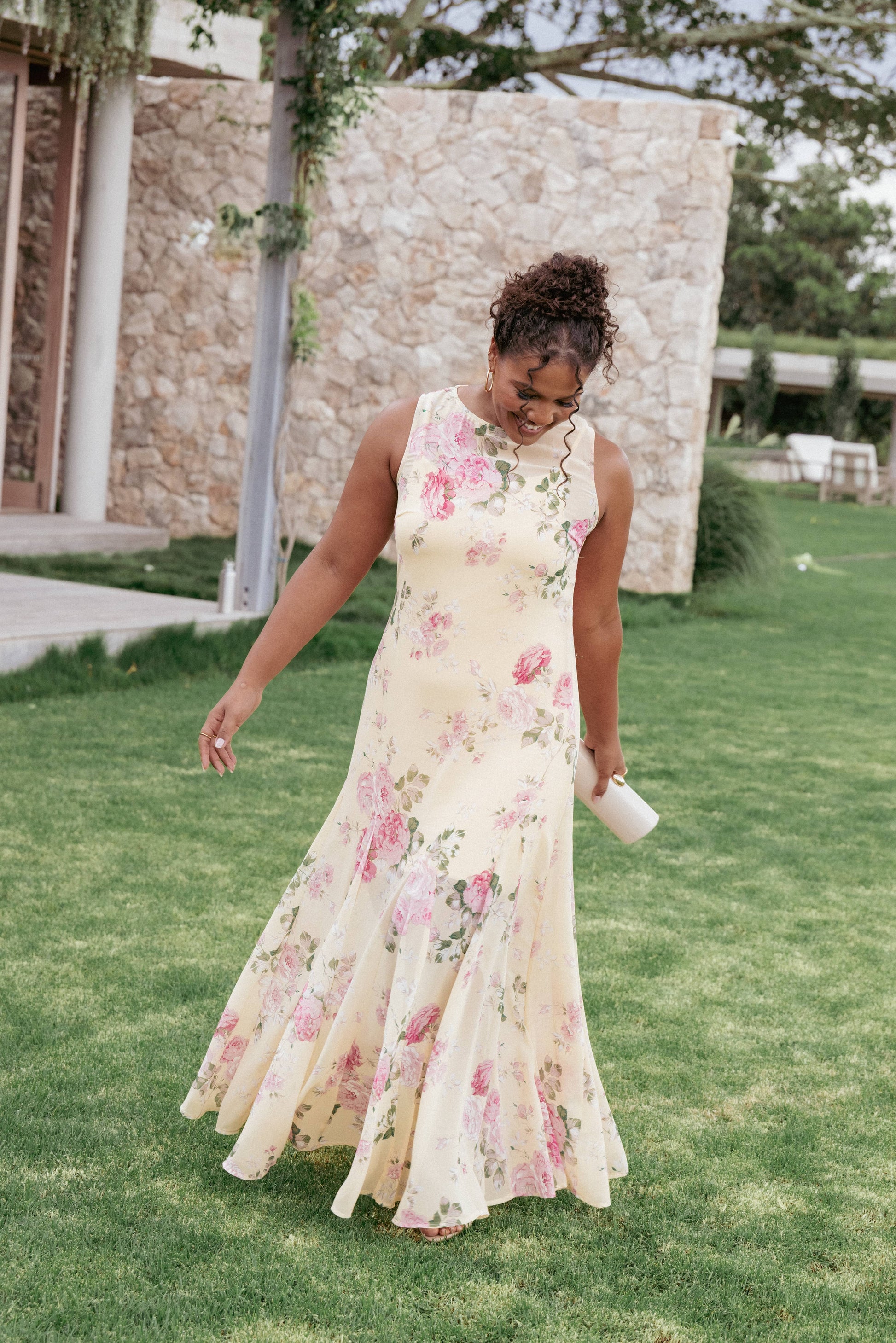 Keani Peony Maxi Dress Yellow Floral 1