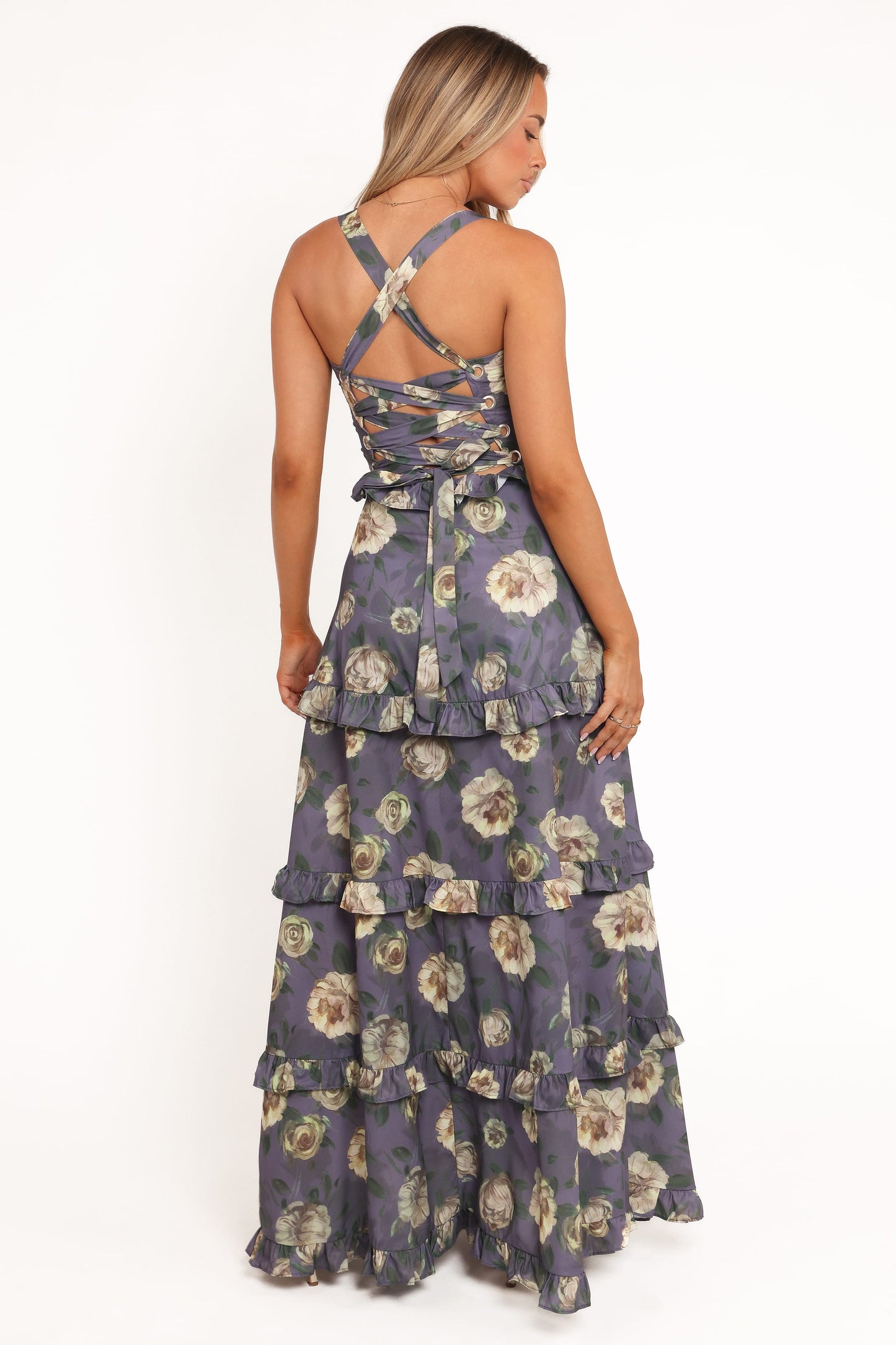 Lillee Tiered Maxi Dress in Lavender Floral Lavender Floral 3