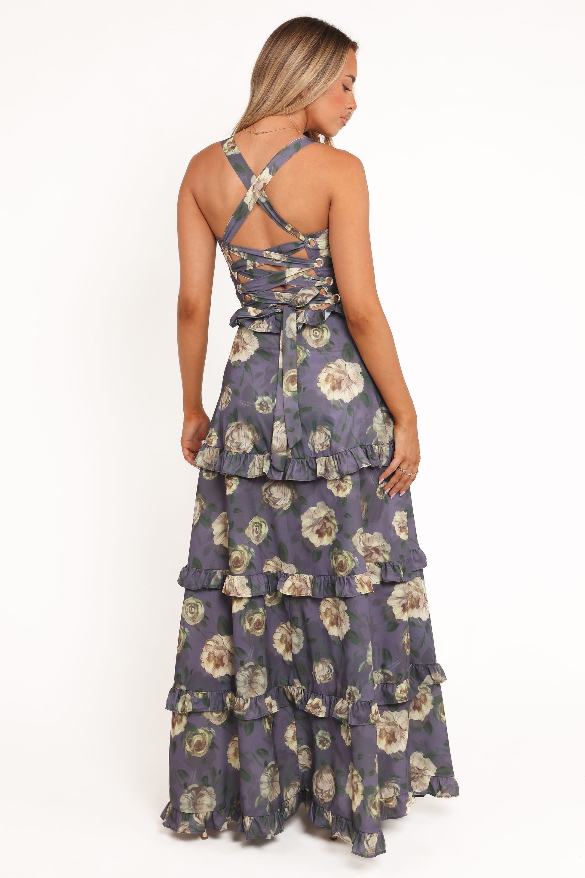 Lillee Tiered Maxi Dress in Lavender Floral Lavender Floral 3