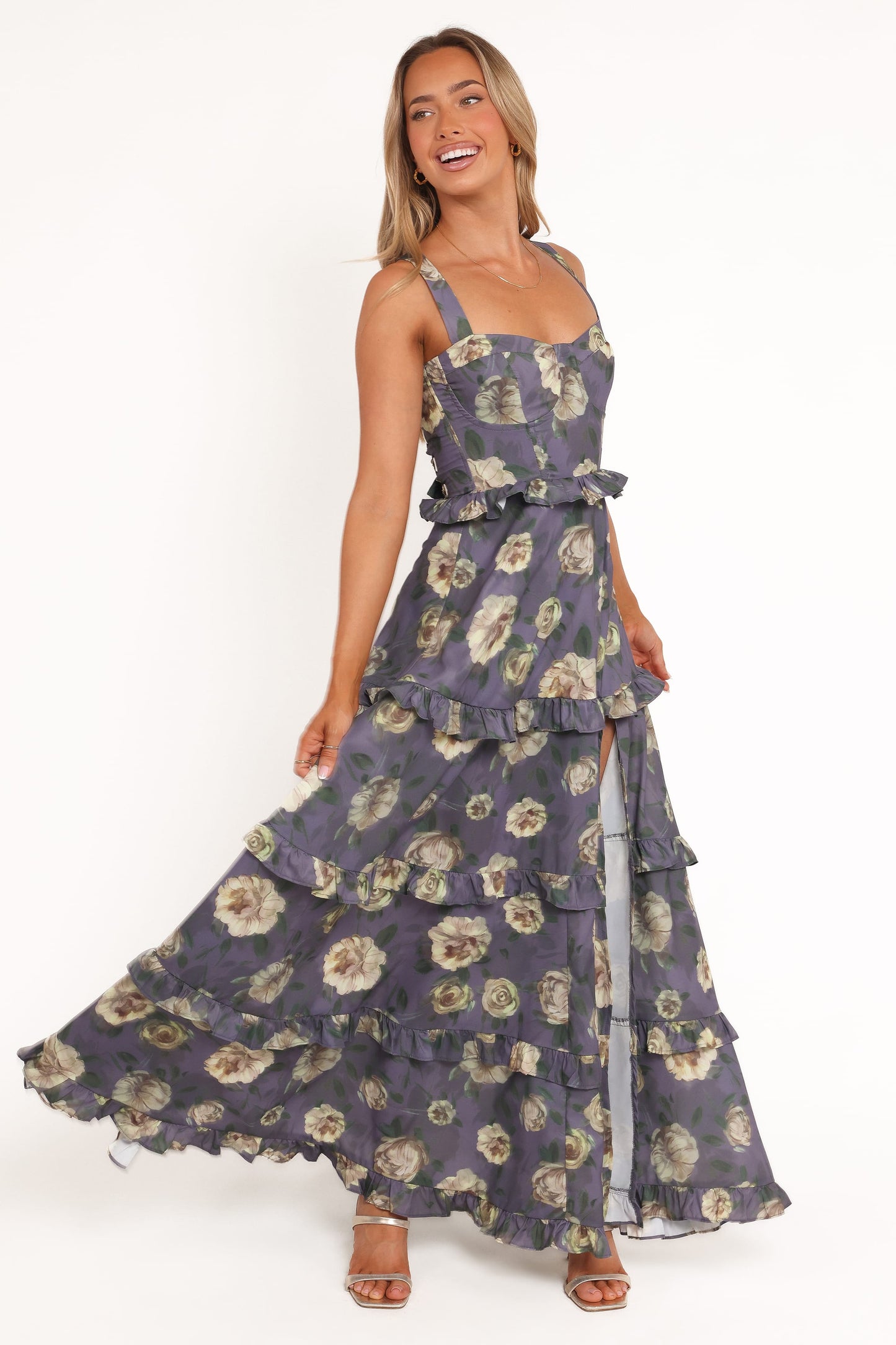 Lillee Tiered Maxi Dress in Lavender Floral Lavender Floral 2