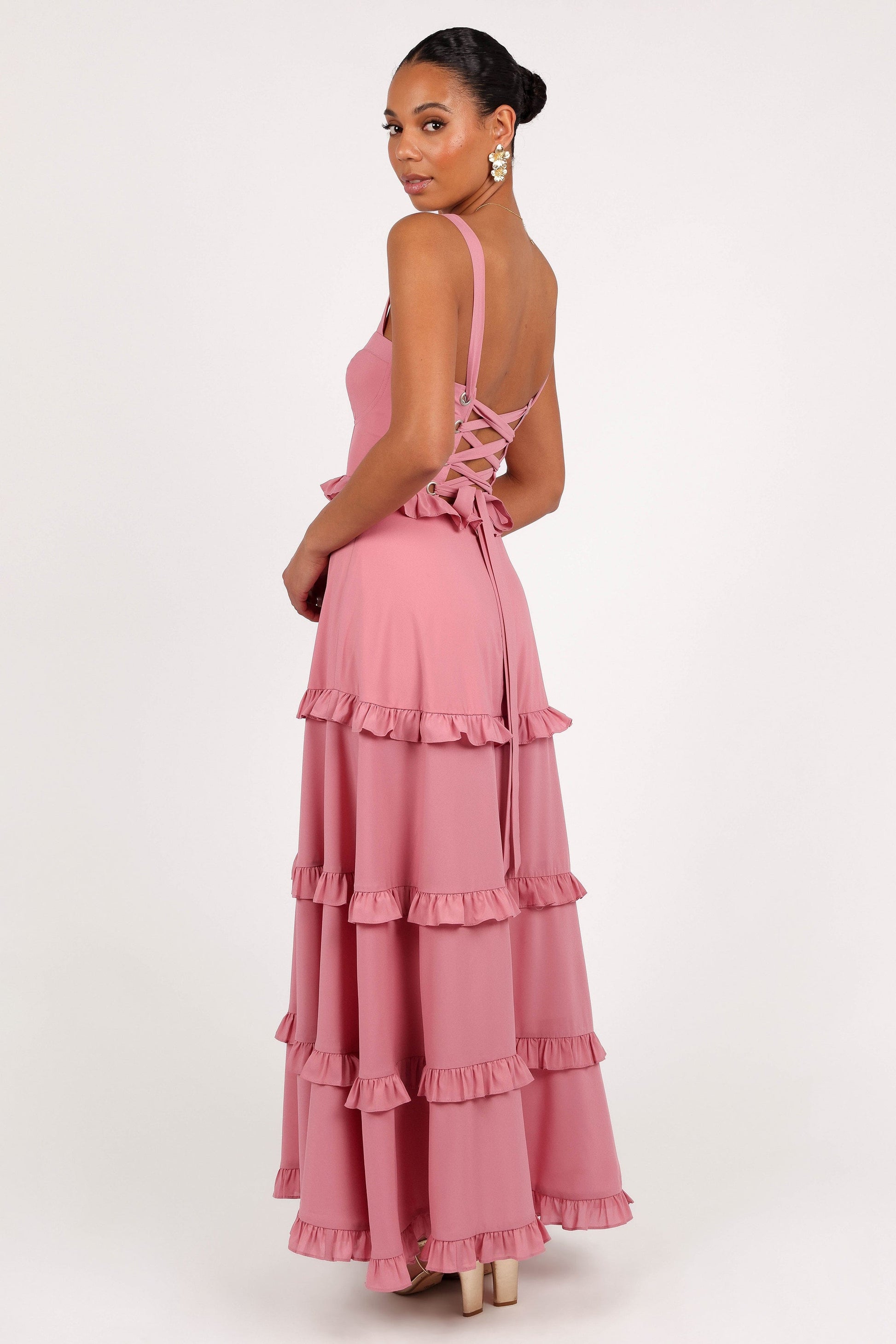 Lillee Tiered Maxi Dress in Lavender Floral Lavender Floral 34