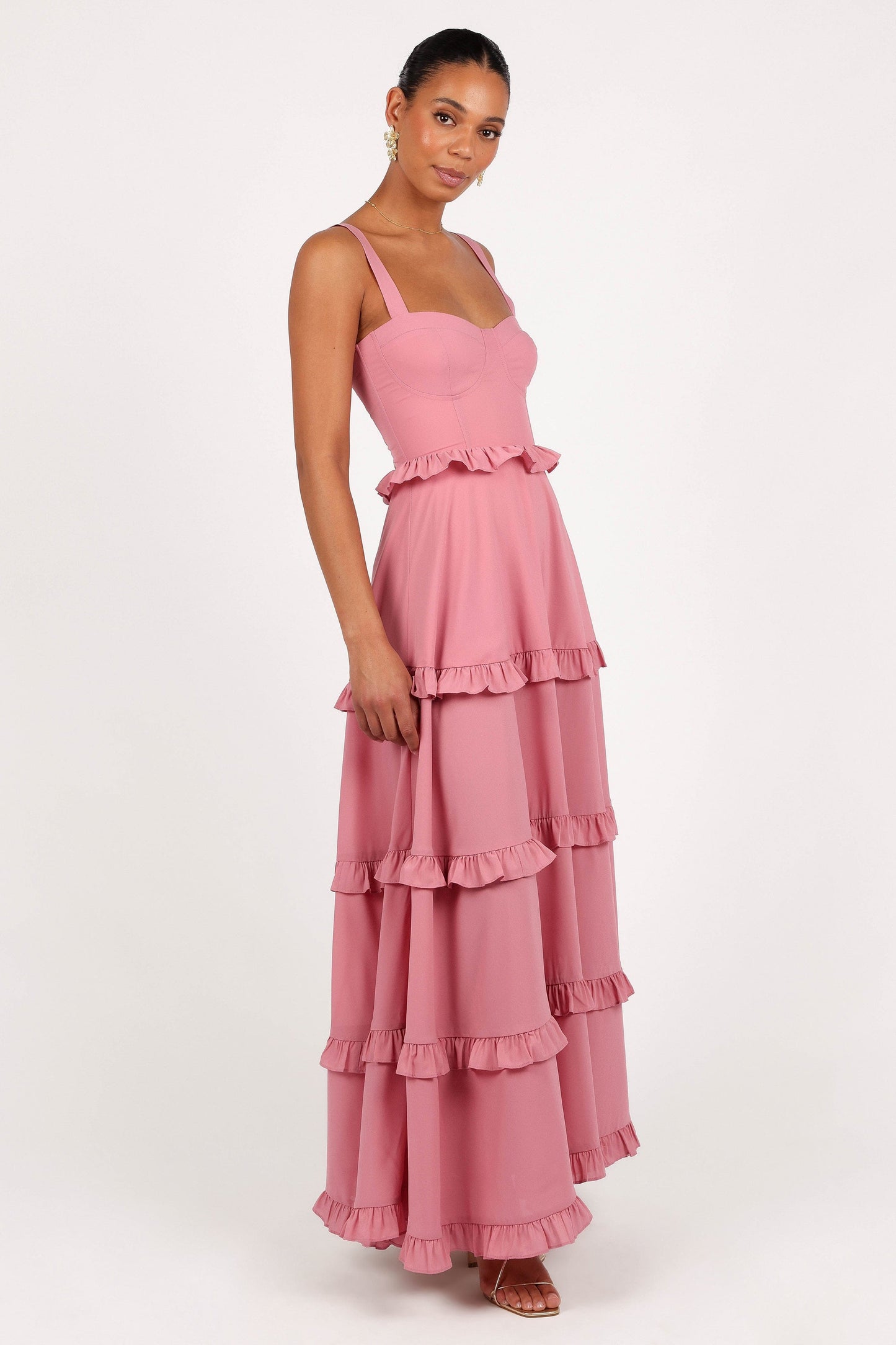 Lillee Tiered Maxi Dress in Lavender Floral Lavender Floral 36