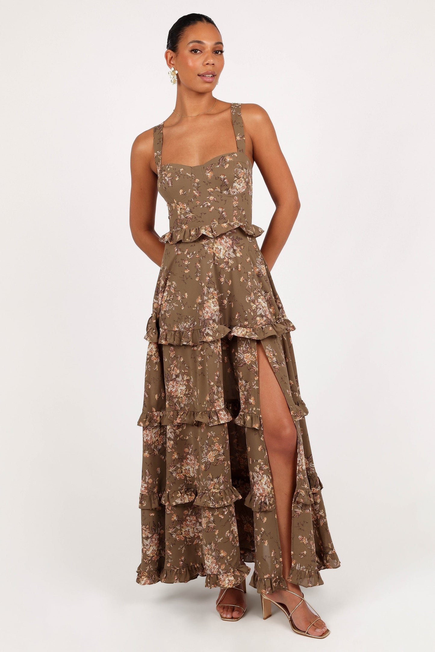 Lillee Tiered Maxi Dress in Lavender Floral Lavender Floral 40