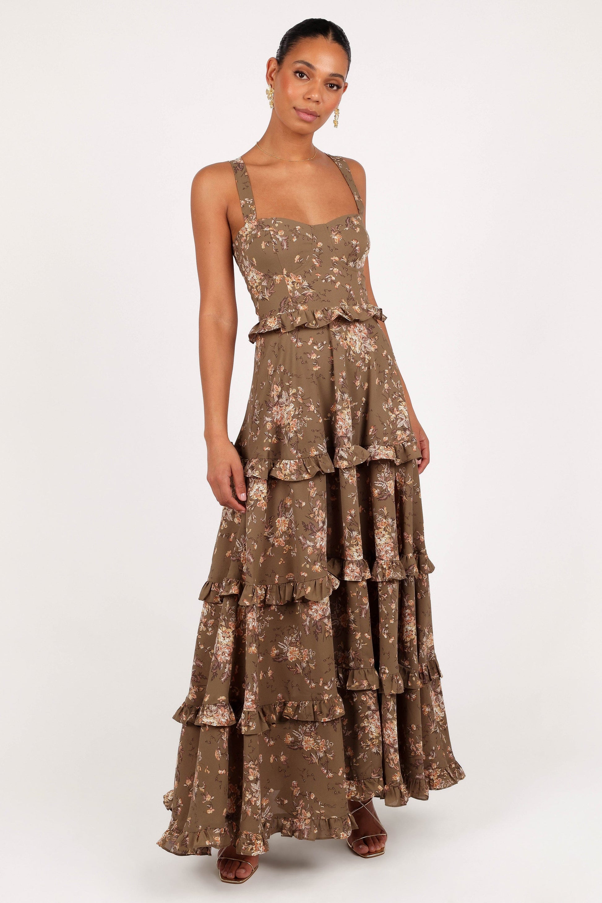 Lillee Tiered Maxi Dress in Lavender Floral Lavender Floral 44