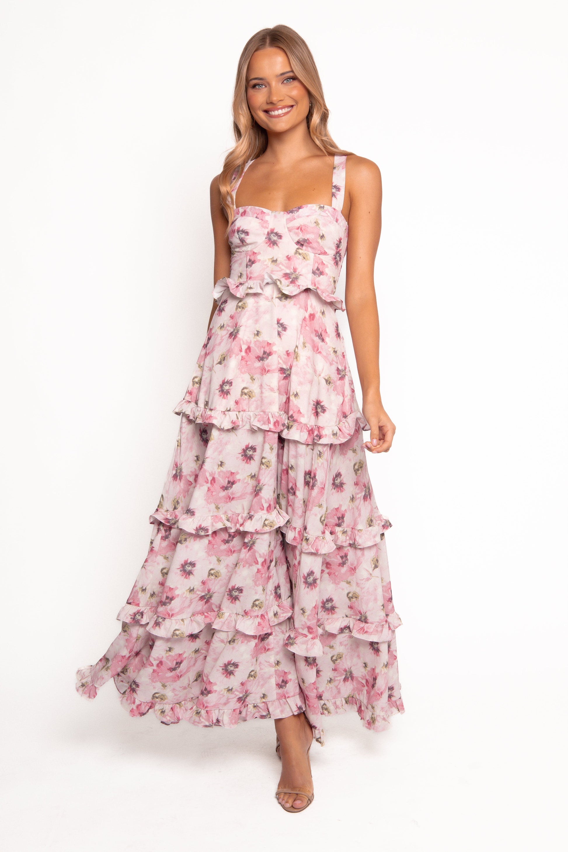 Lillee Tiered Maxi Dress in Lavender Floral Lavender Floral 22