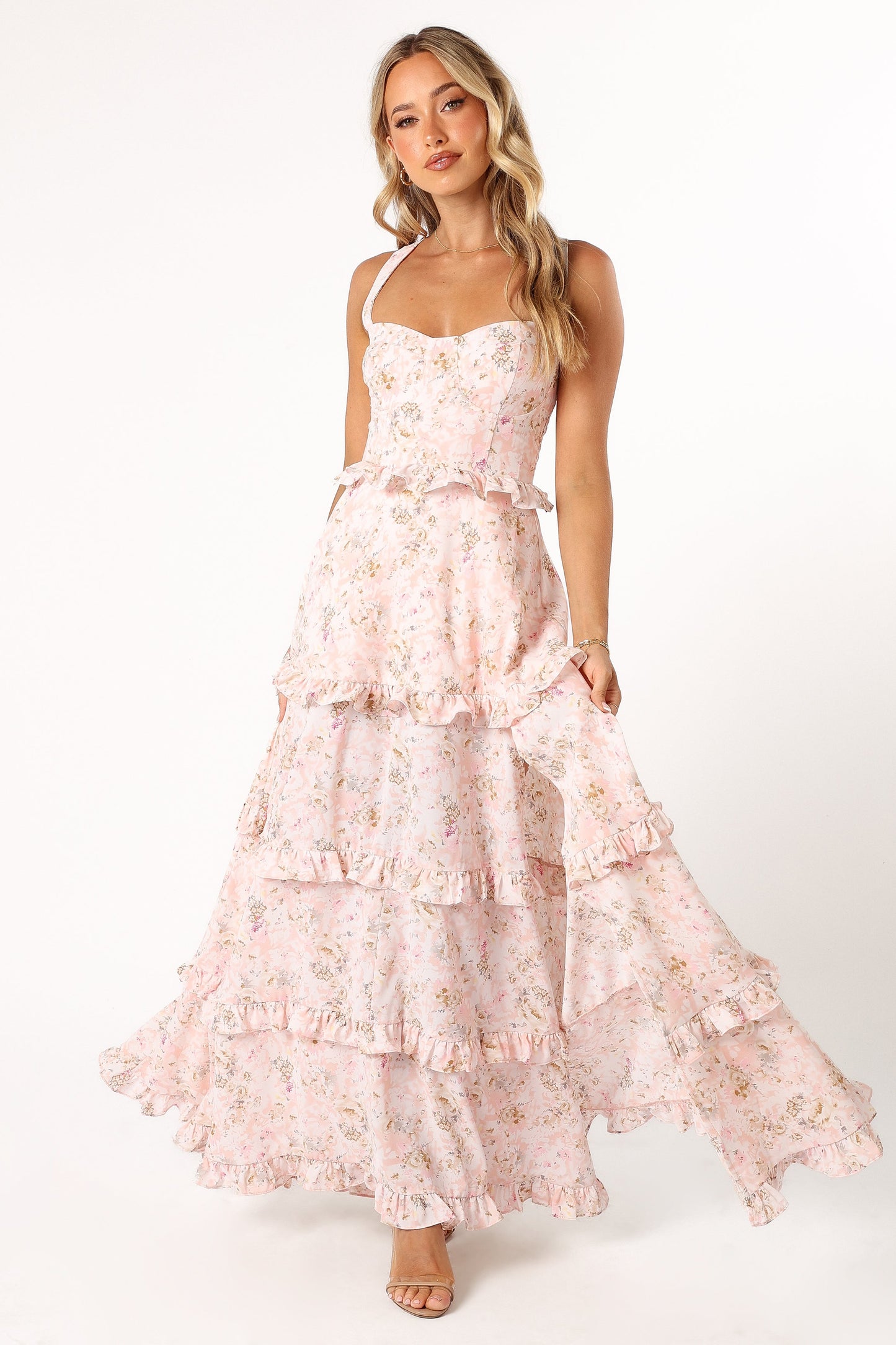 Lillee Tiered Maxi Dress in Lavender Floral Lavender Floral 14