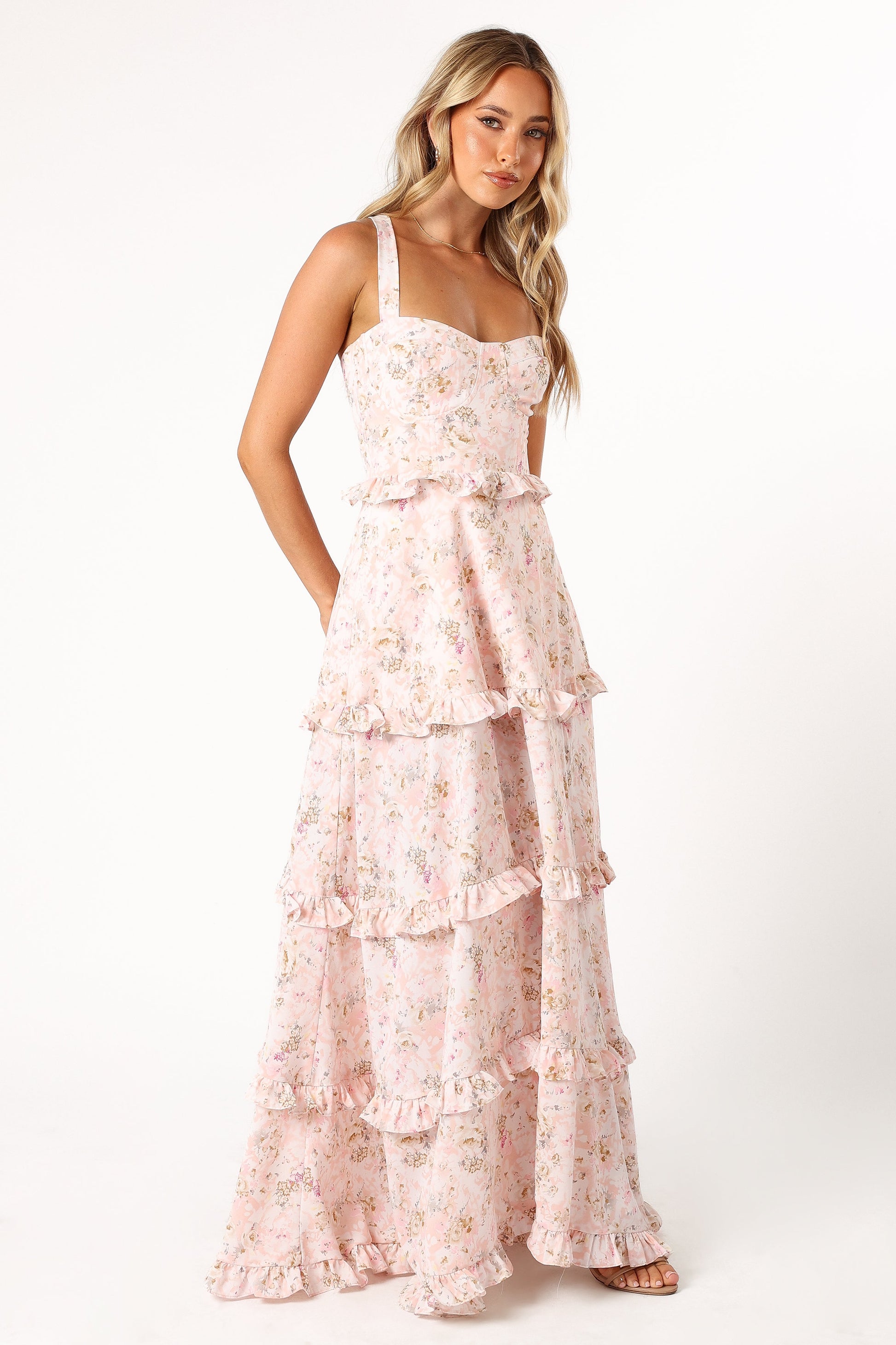 Lillee Tiered Maxi Dress in Lavender Floral Lavender Floral 19