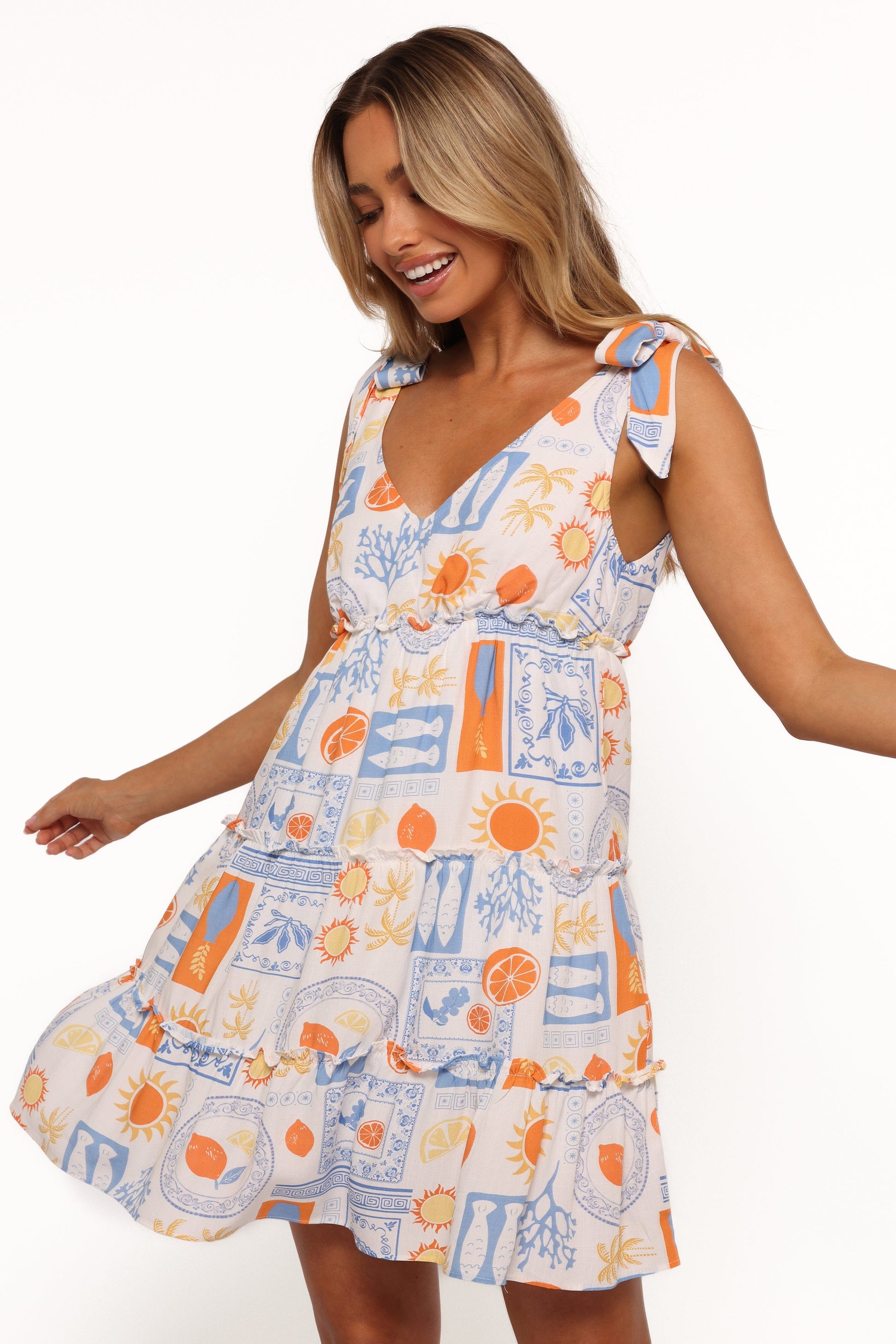 Melodie Silk Mini Dress in Multi Multi 3