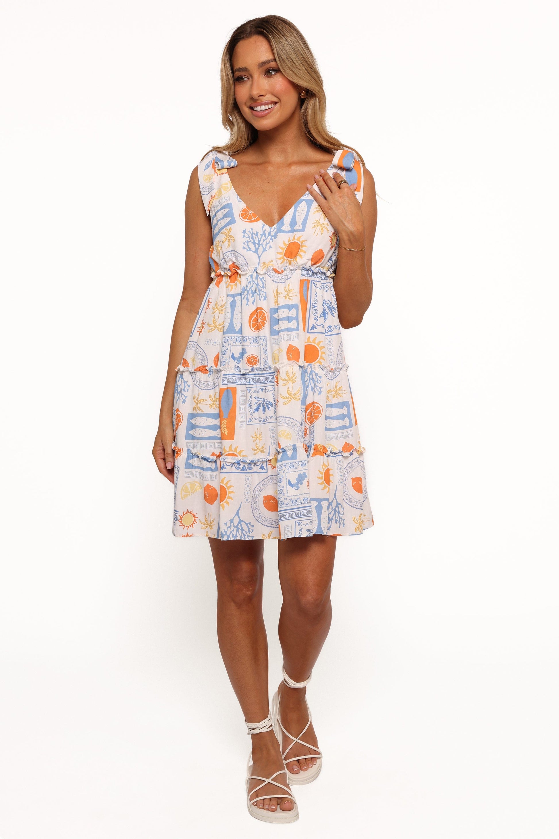 Melodie Silk Mini Dress in Multi Multi 2