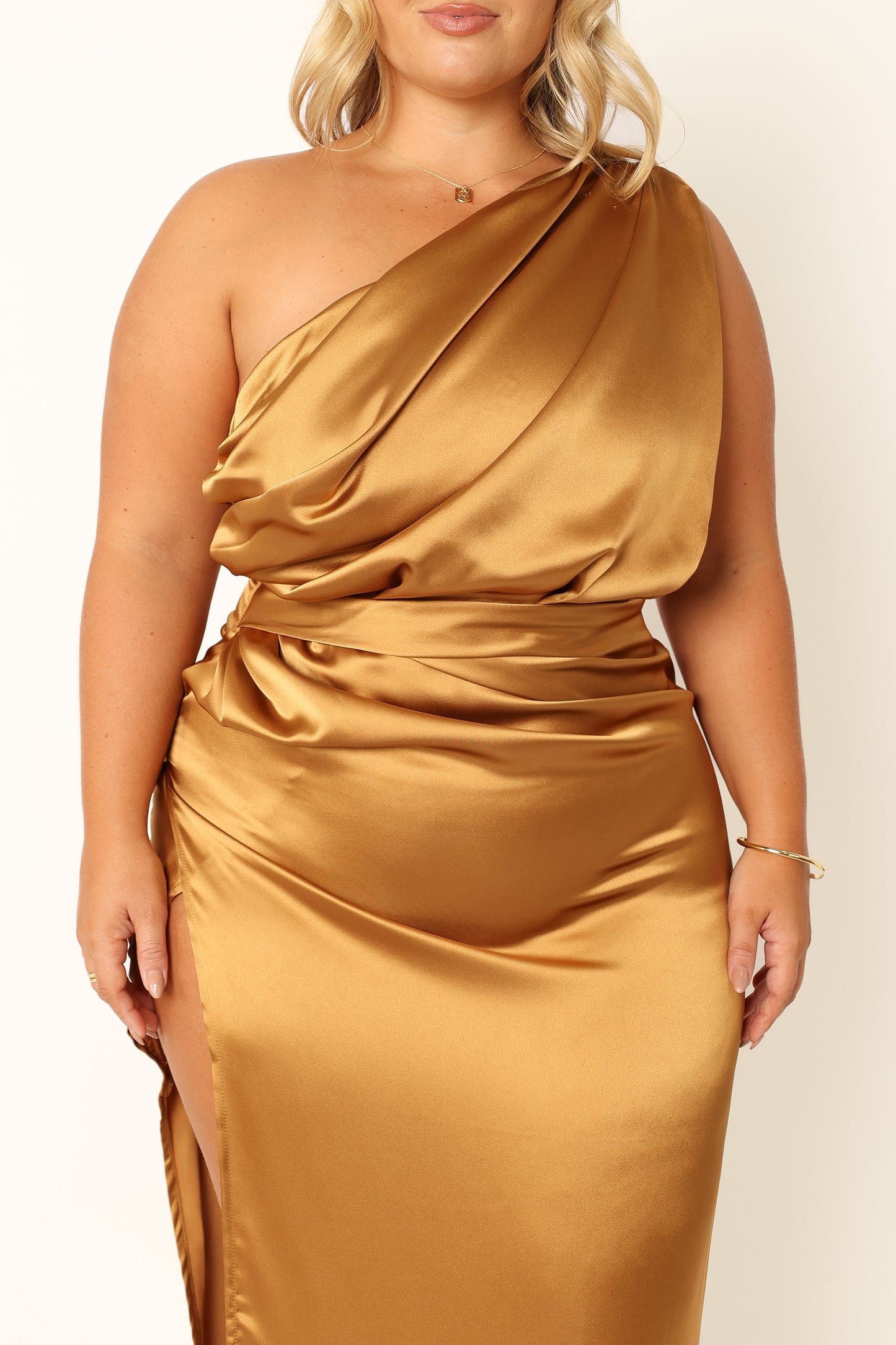 Nadia One-Shoulder Maxi Dress in Navy Bronze 3
