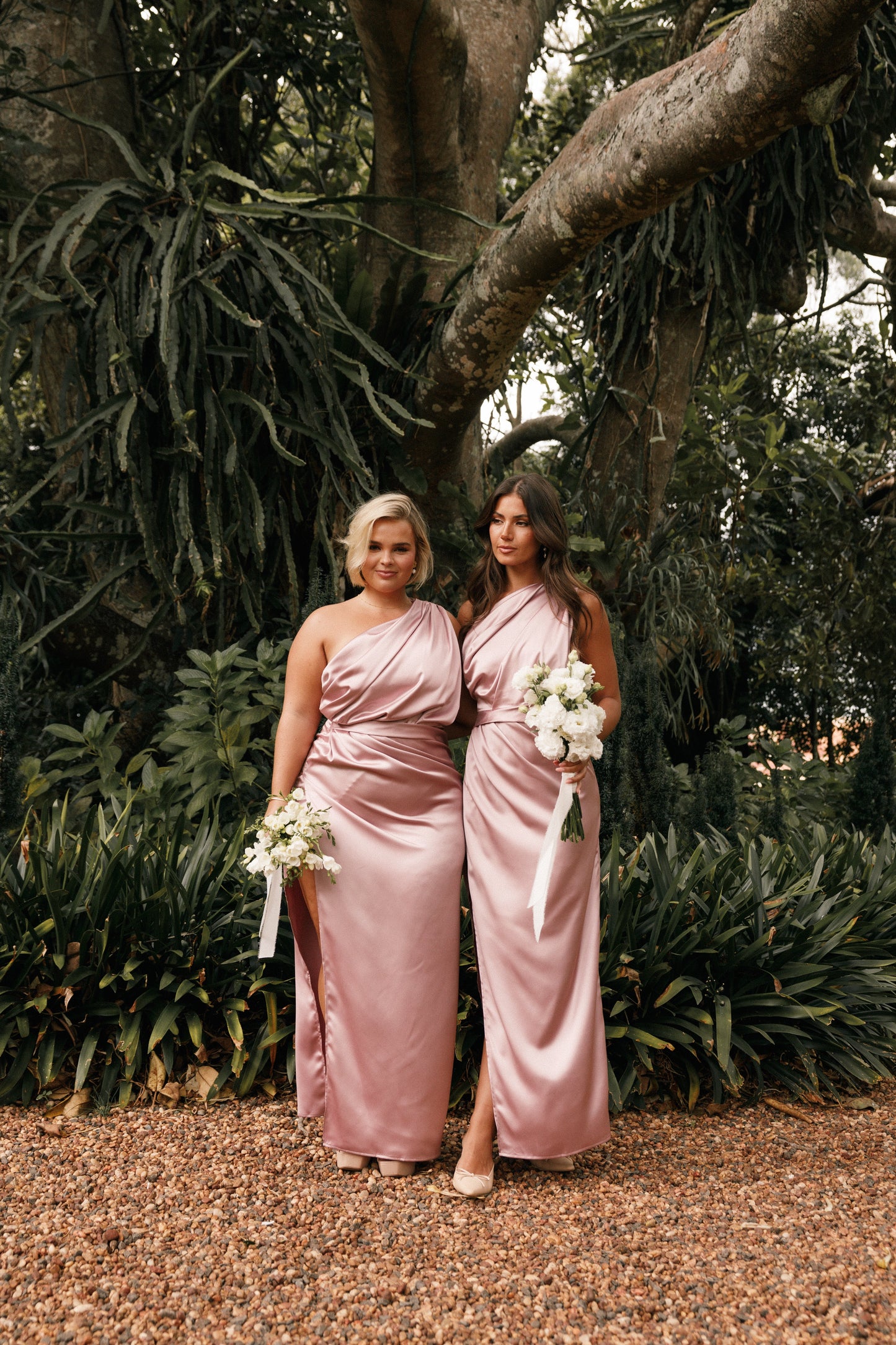 Nadia One-Shoulder Maxi Dress in Navy Dusty Rose 1