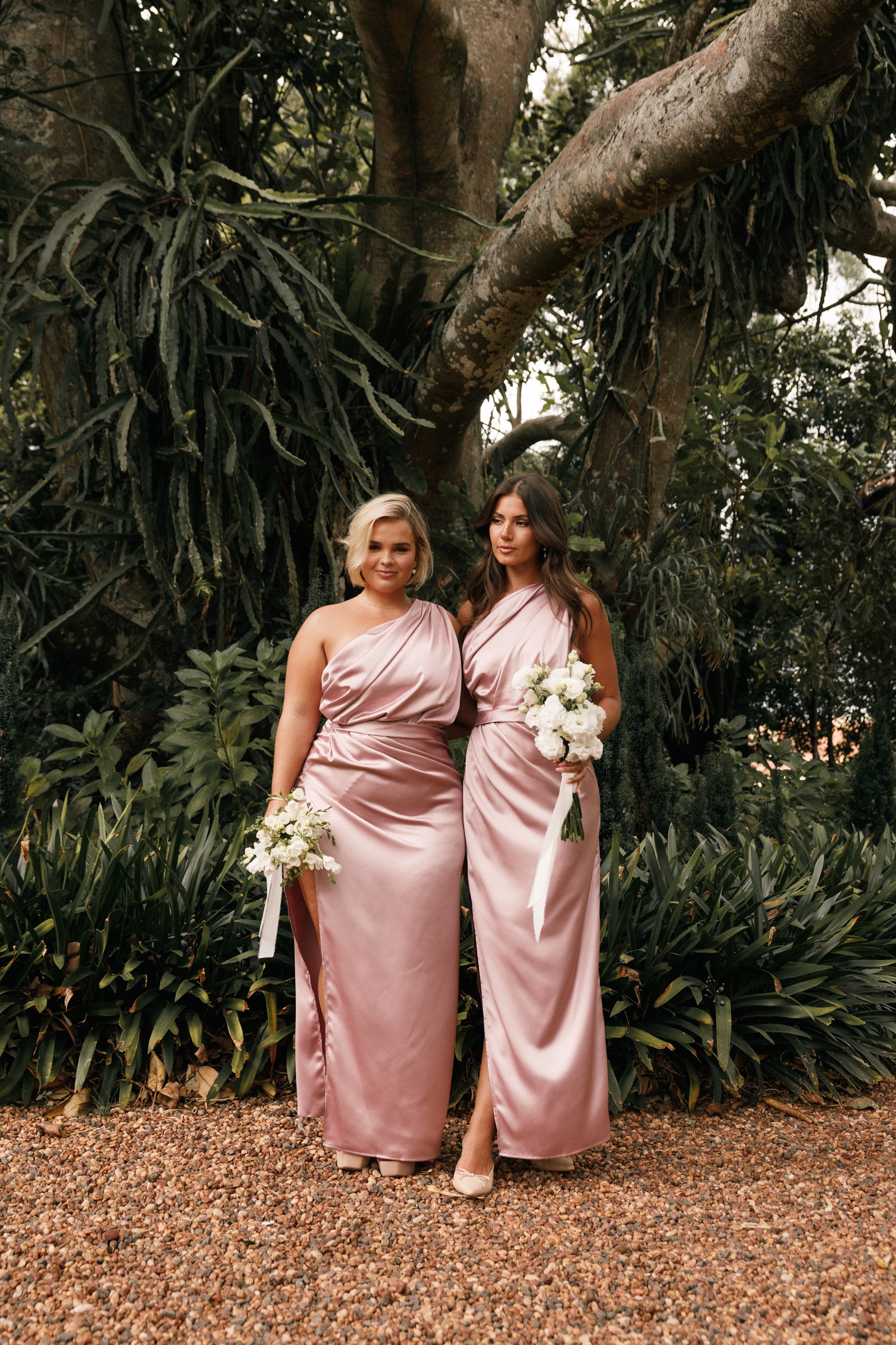 Nadia One-Shoulder Maxi Dress in Navy Dusty Rose 1