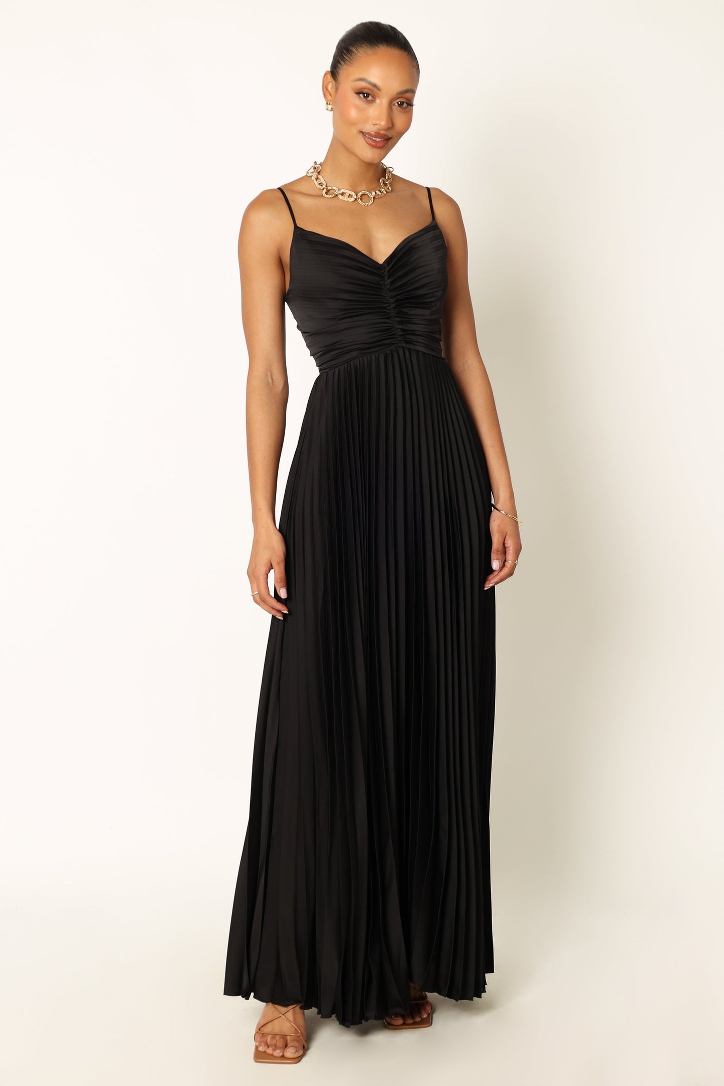 Naira Pleated Maxi Dress Black 6
