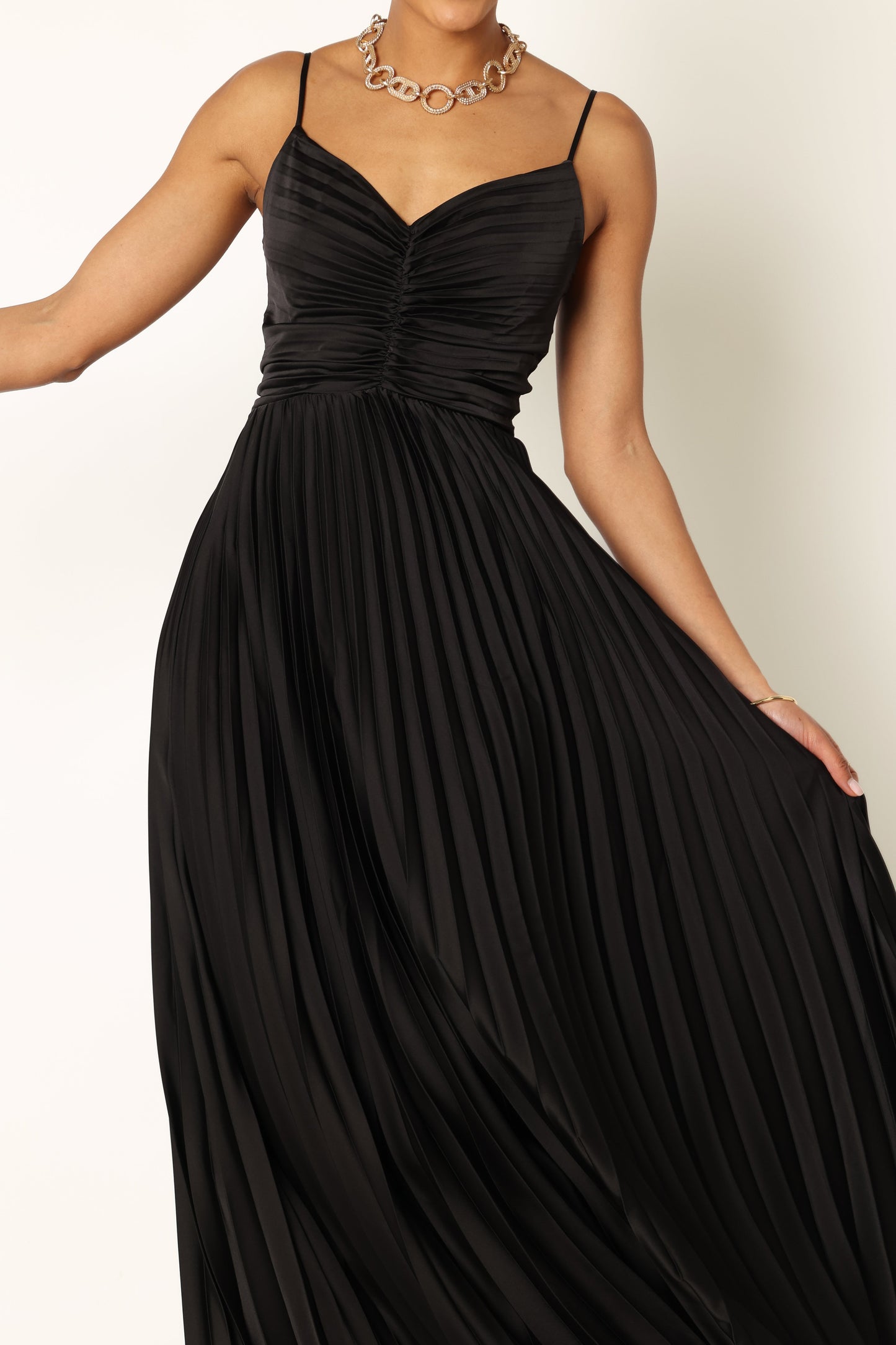 Naira Pleated Maxi Dress Black 9