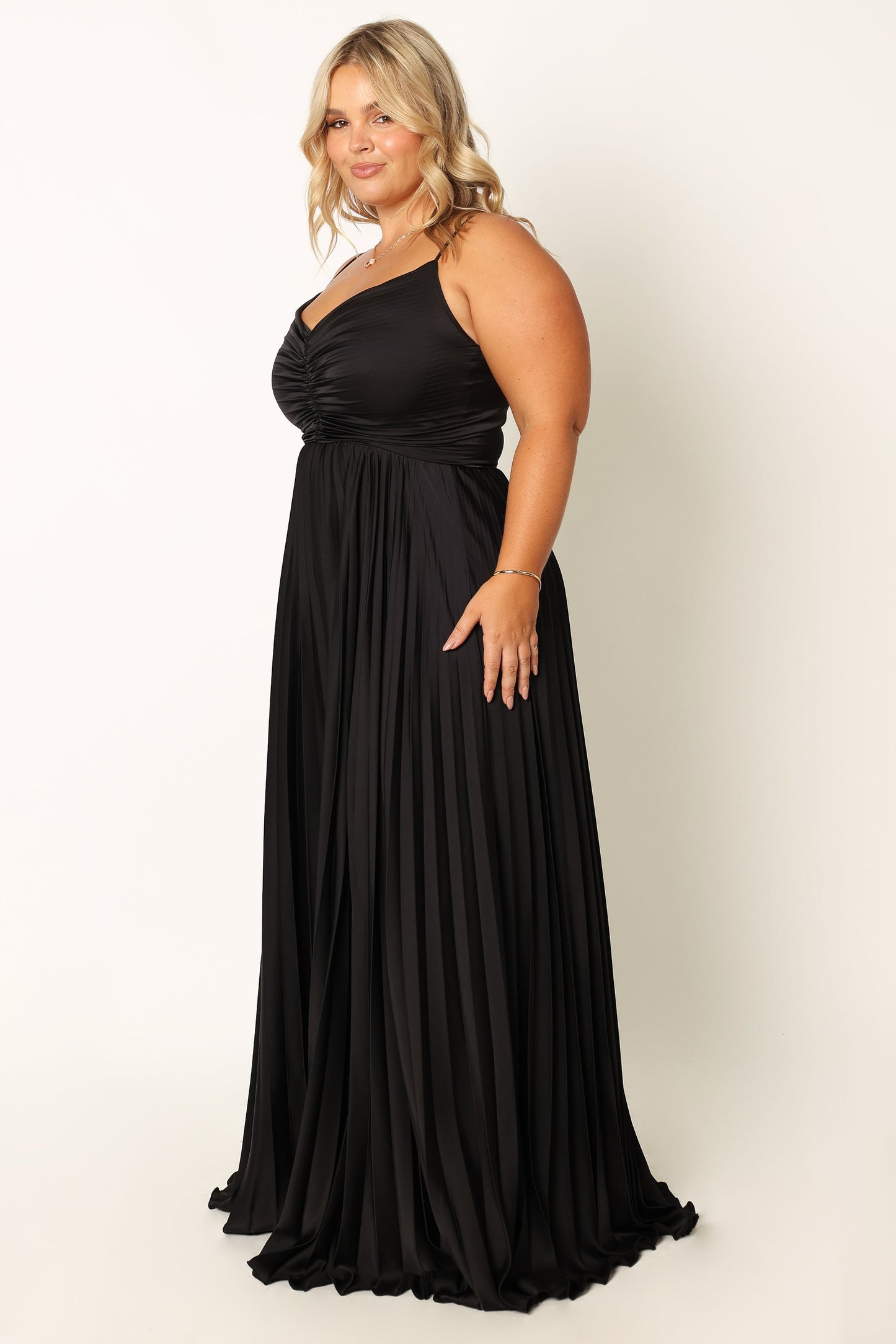 Naira Pleated Maxi Dress Black 2