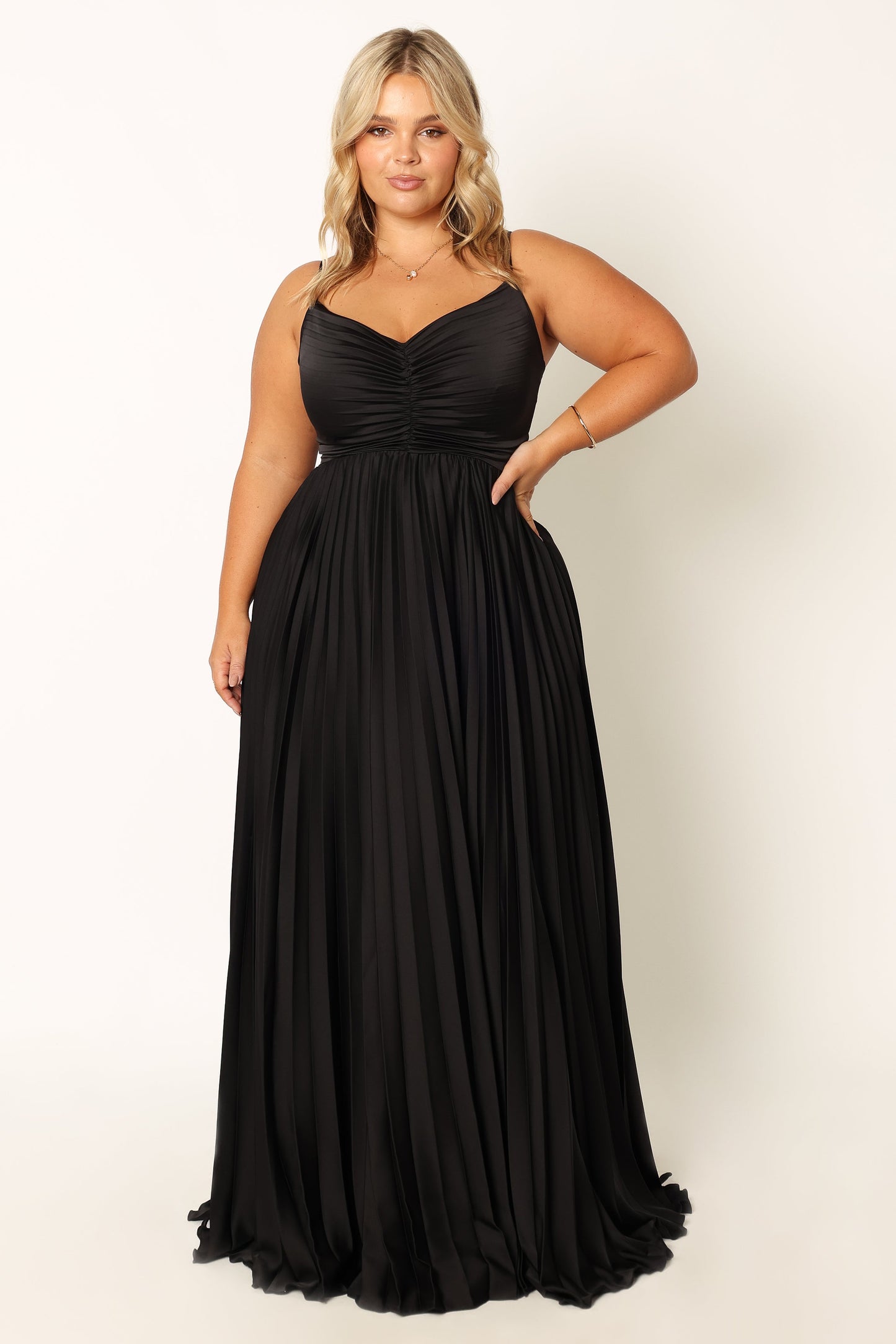Naira Pleated Maxi Dress Black 1