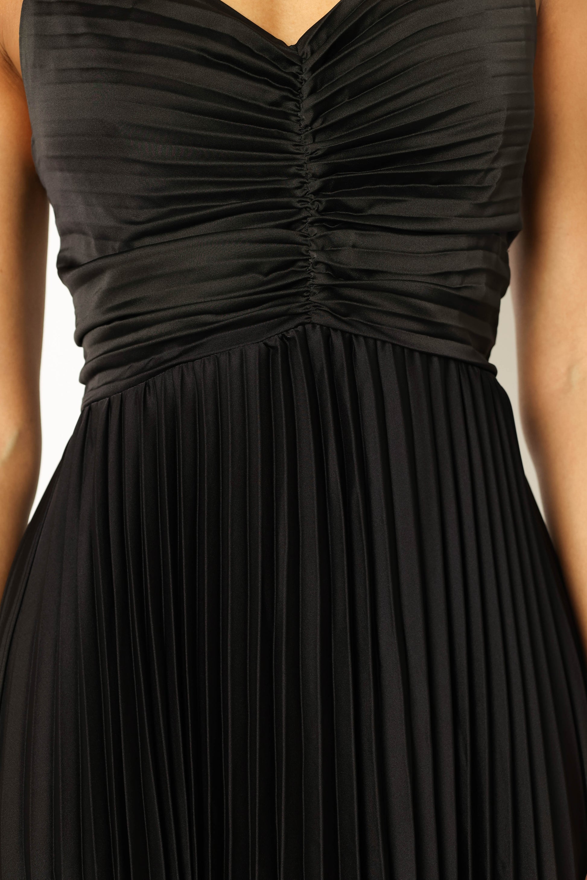 Naira Pleated Maxi Dress Black 10