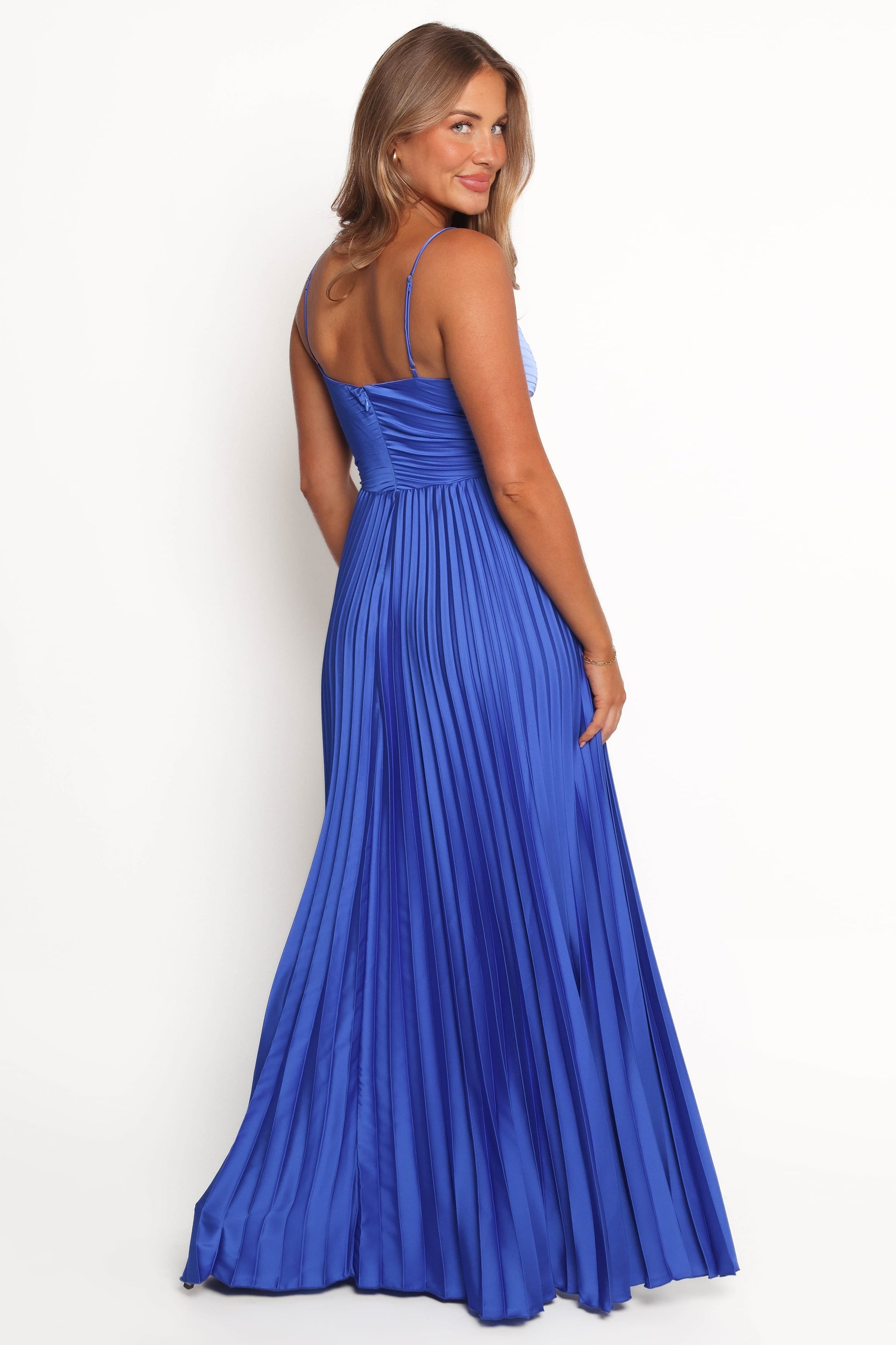 Naira Pleated Maxi Dress Blue 4