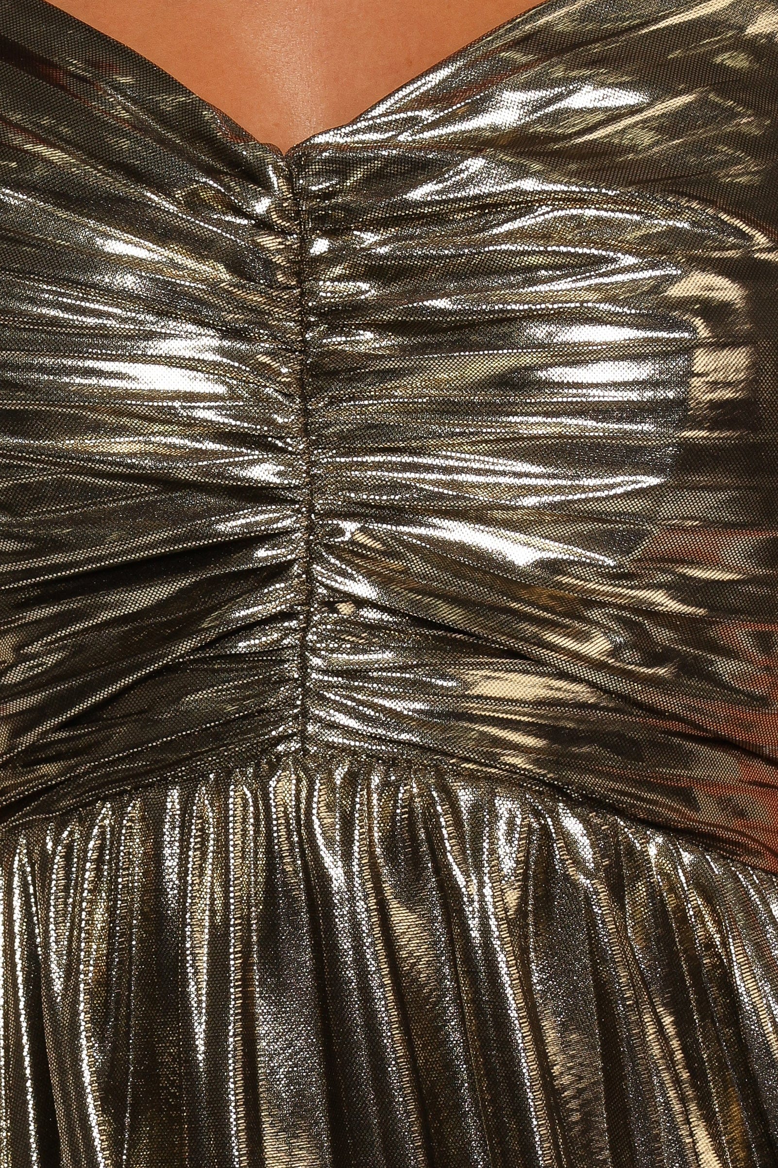 Naira Pleated Maxi Dress Gold 8