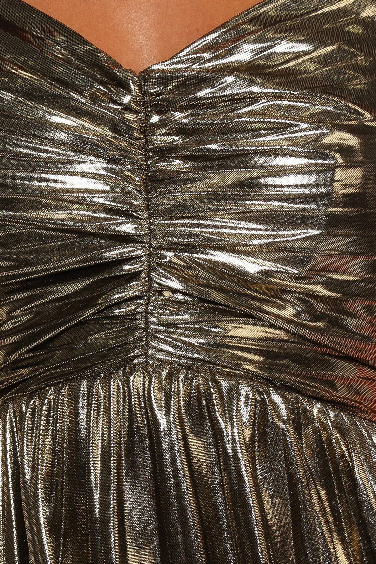 Naira Pleated Maxi Dress Gold 8