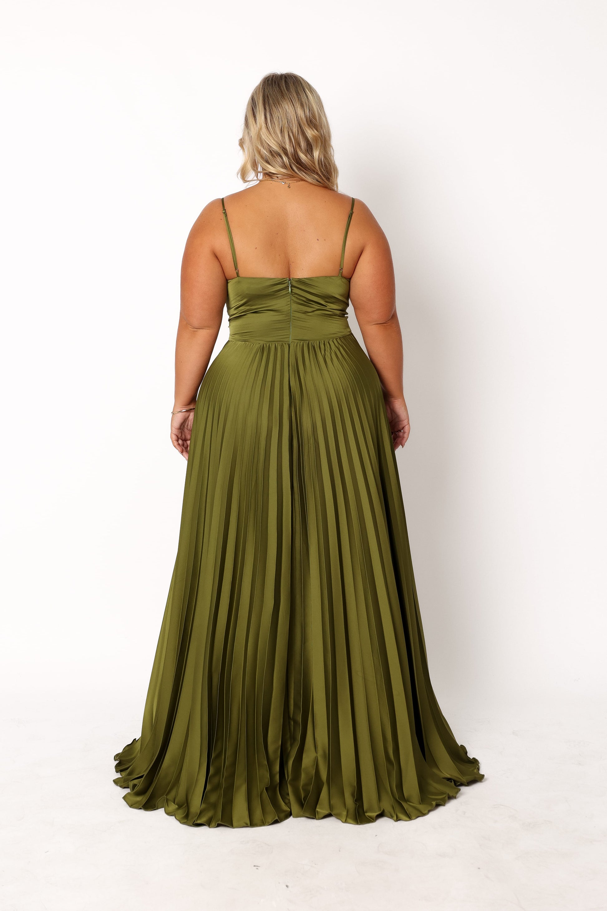 Naira Pleated Maxi Dress Palm Green 9