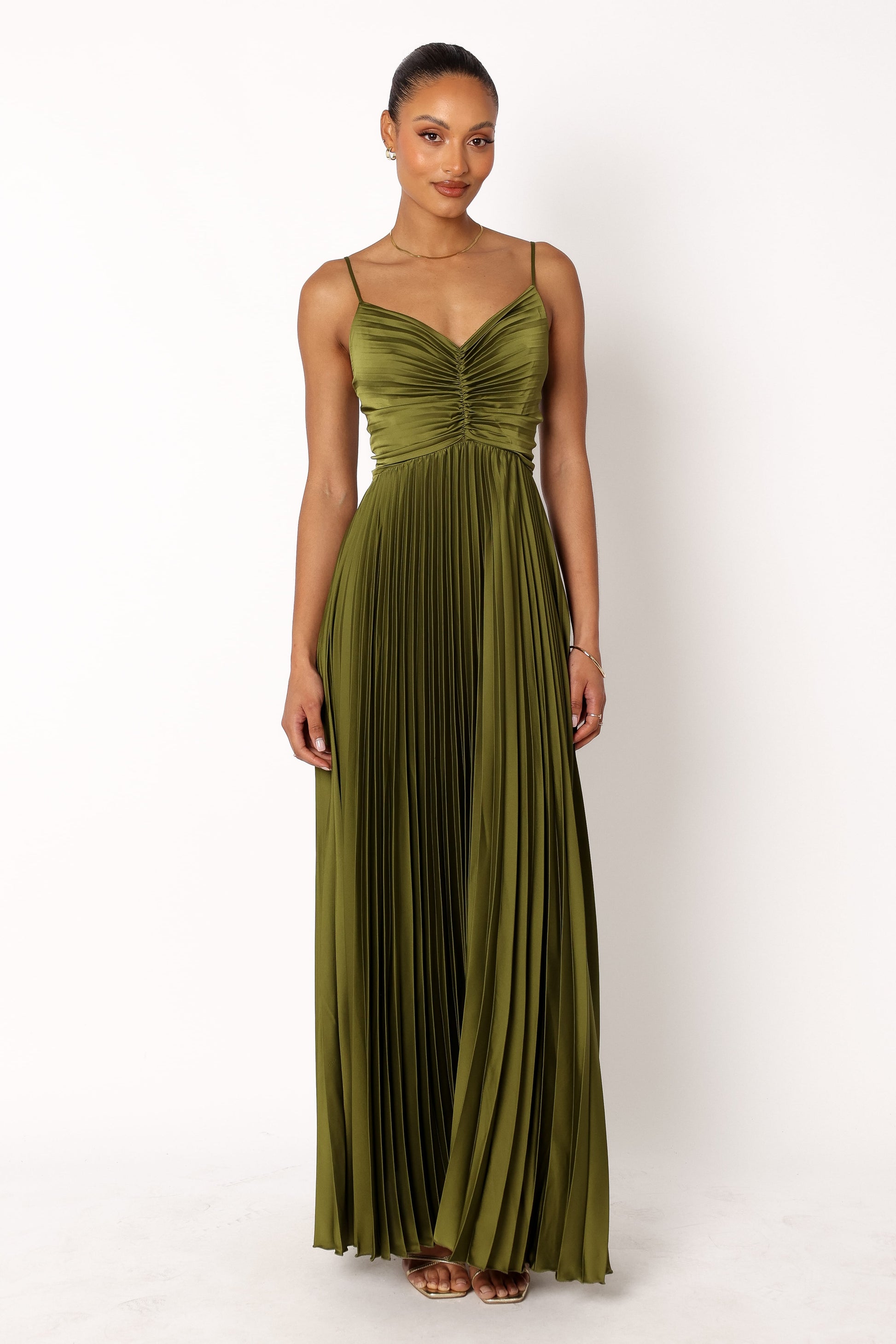 Naira Pleated Maxi Dress Palm Green 6