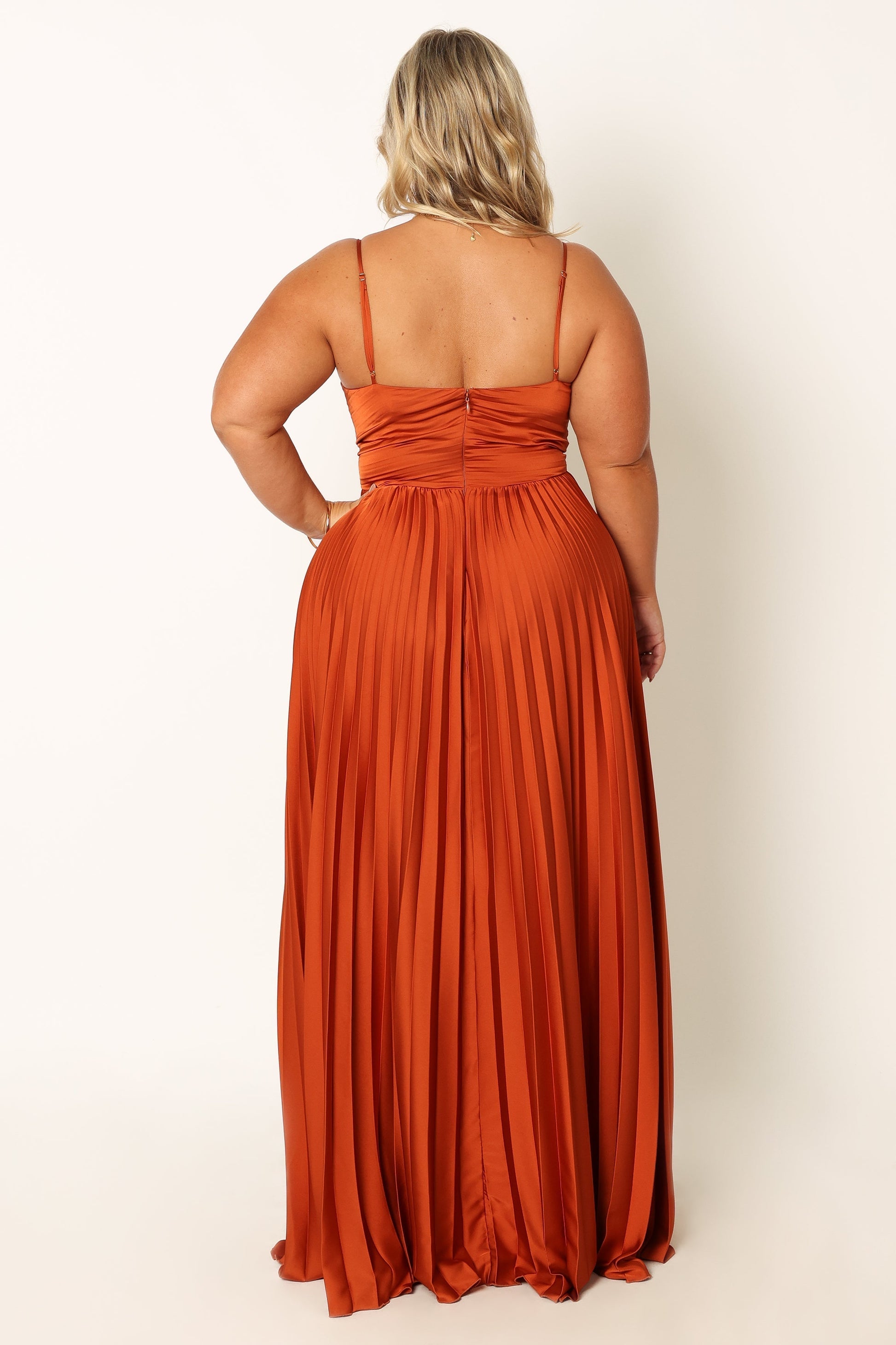 Naira Pleated Maxi Dress Sunset Orange 8