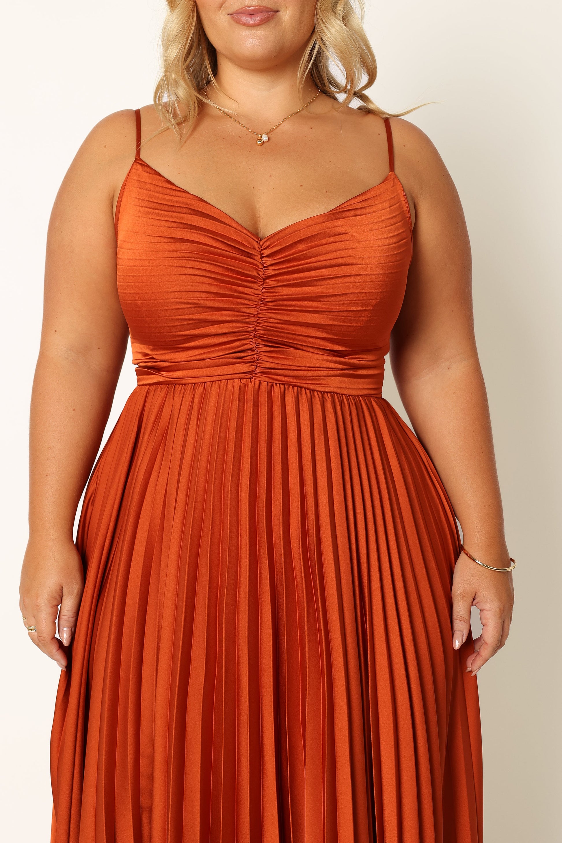 Naira Pleated Maxi Dress Sunset Orange 9