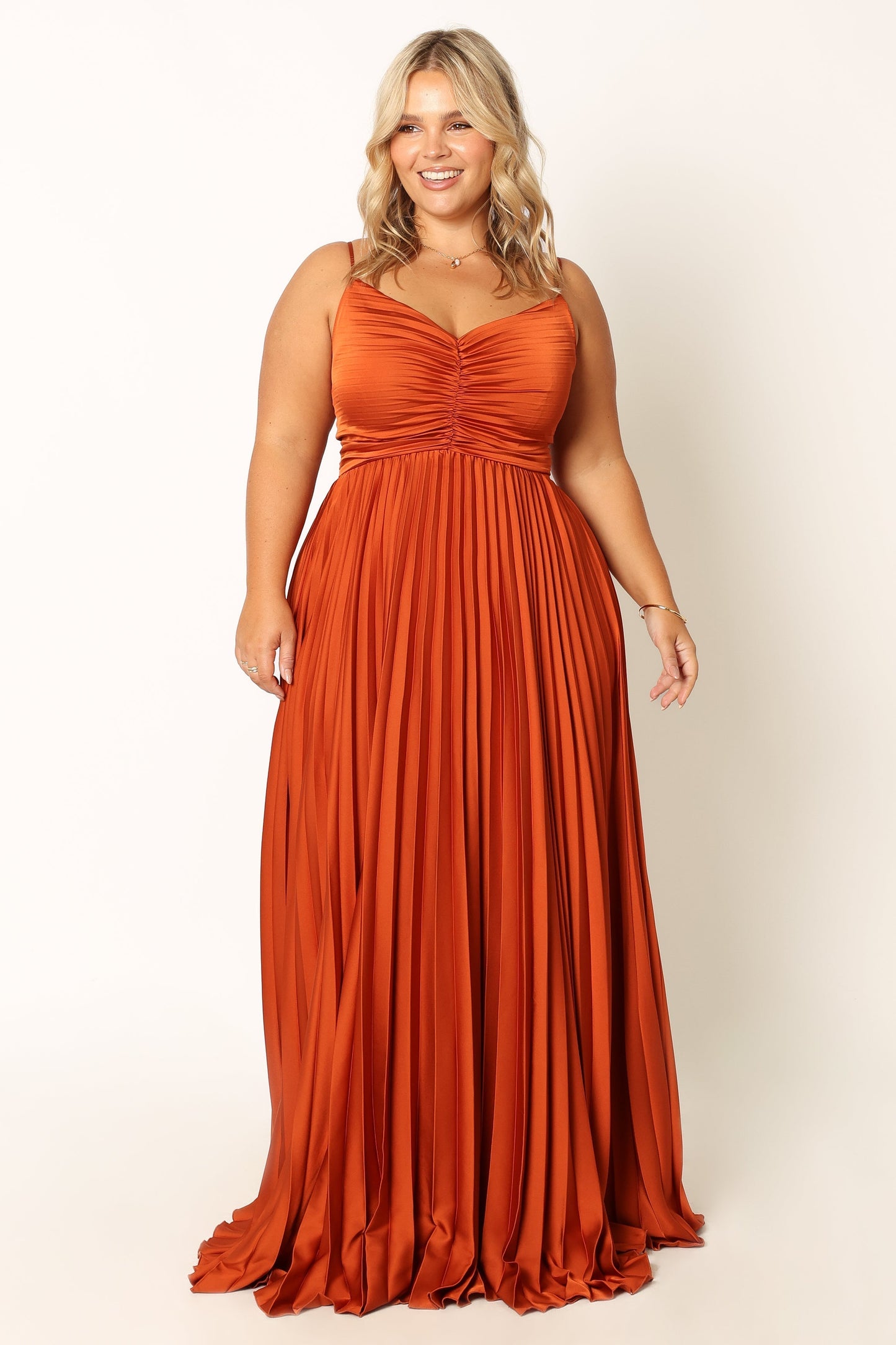 Naira Pleated Maxi Dress Sunset Orange 10