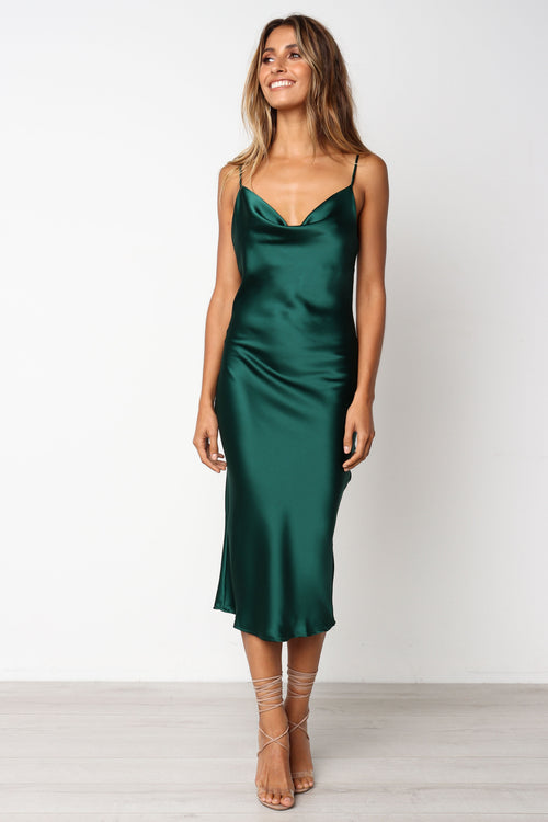 Persia Satin Midi Dress in Sage Green 1