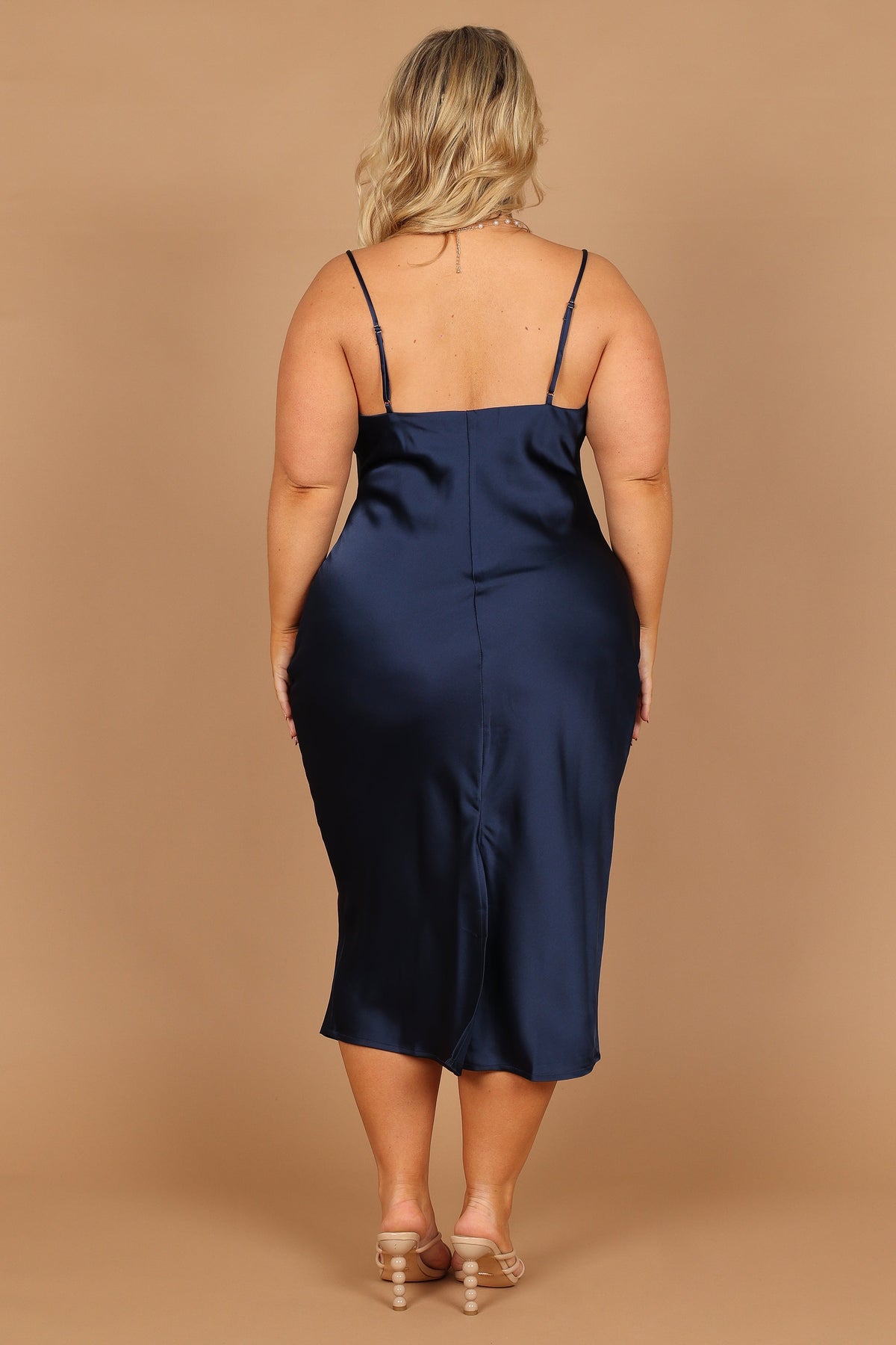 Persia Satin Midi Dress in Sage Navy 6