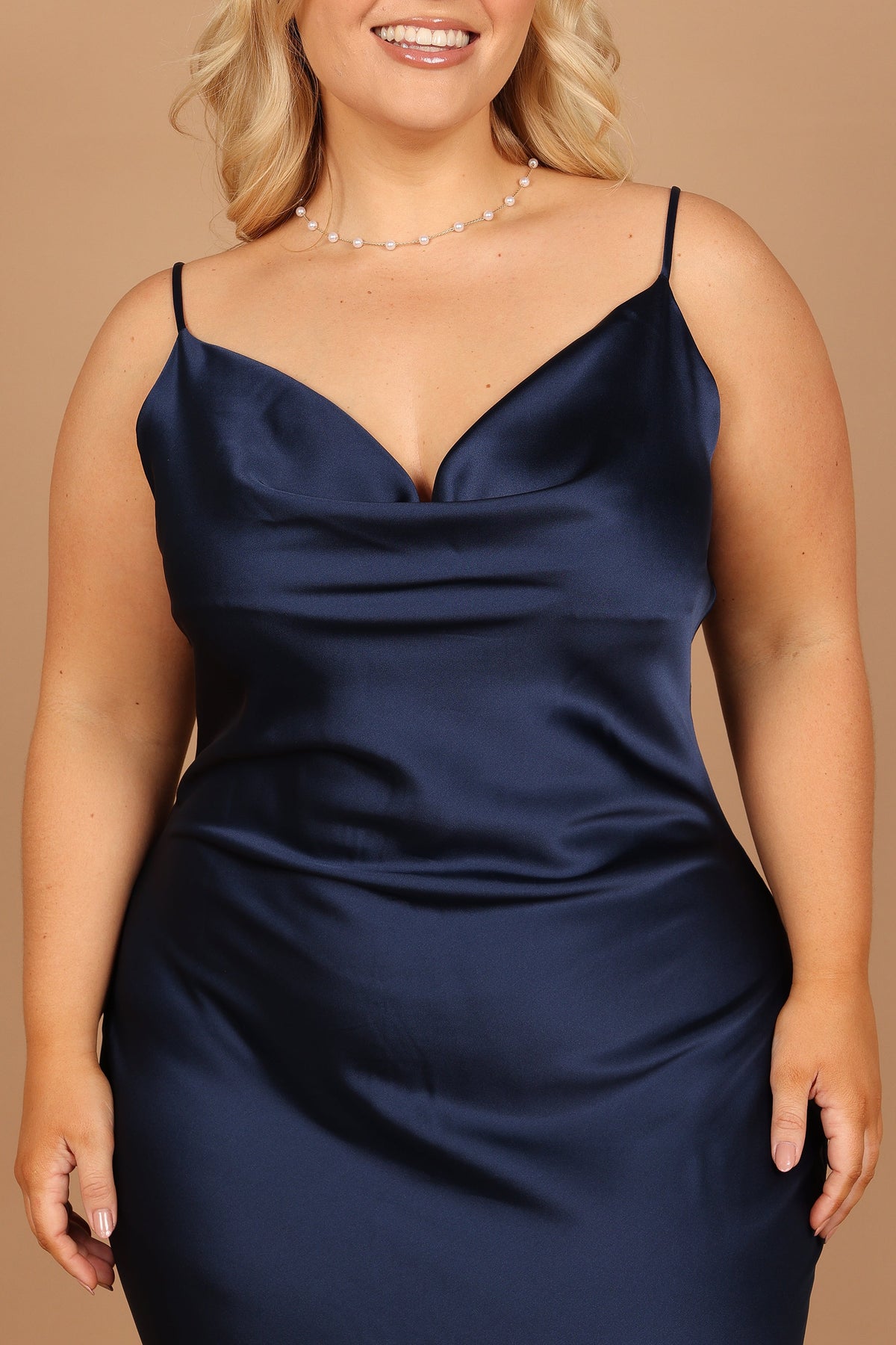 Persia Satin Midi Dress in Sage Navy 3