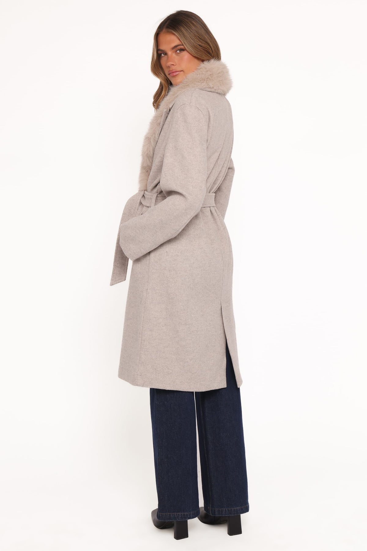 Nina Faux Fur Collar Coat Cream 5