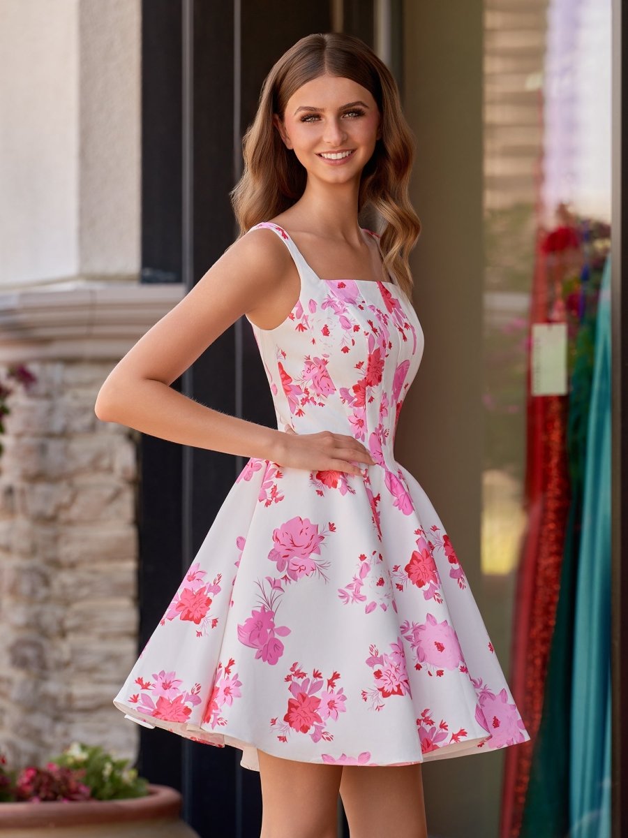 Rosalie Floral Satin A-Line Dress Pink 7