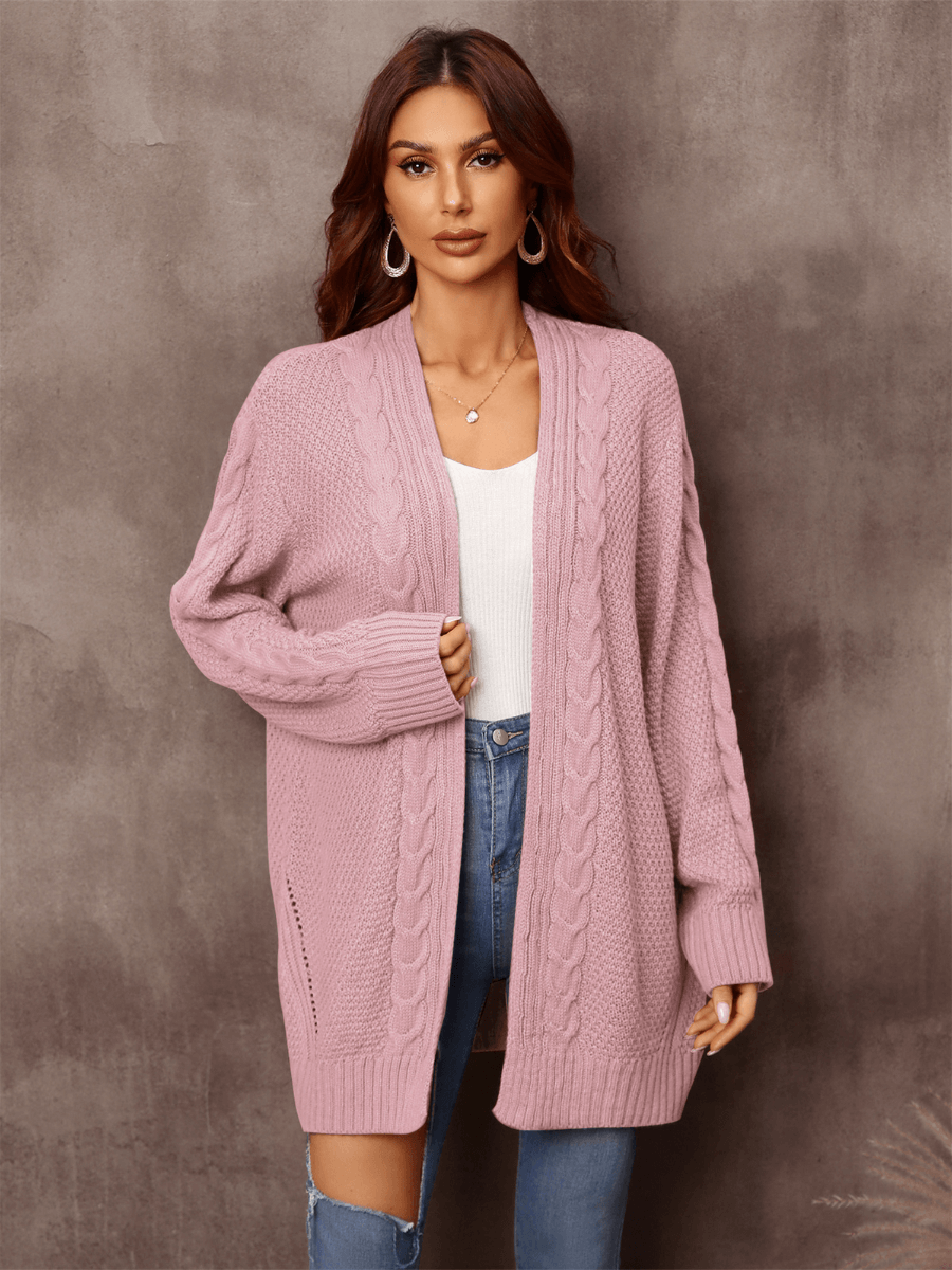 Ludlow Cable Knit Cardigan in Blush Pink 1