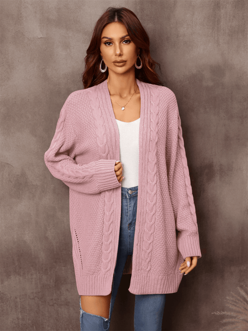 Ludlow Cable Knit Cardigan in Blush Pink 1