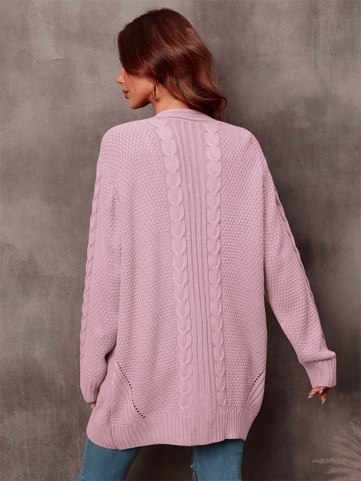 Ludlow Cable Knit Cardigan in Blush Pink 6