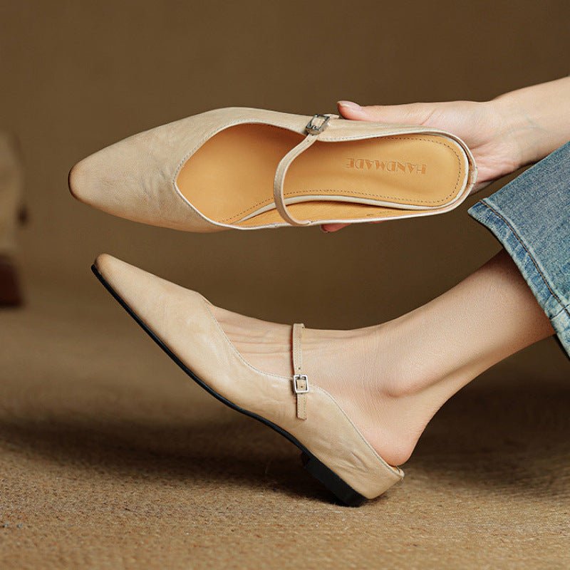 Layla Mary Jane Leather Mules Maroon 1