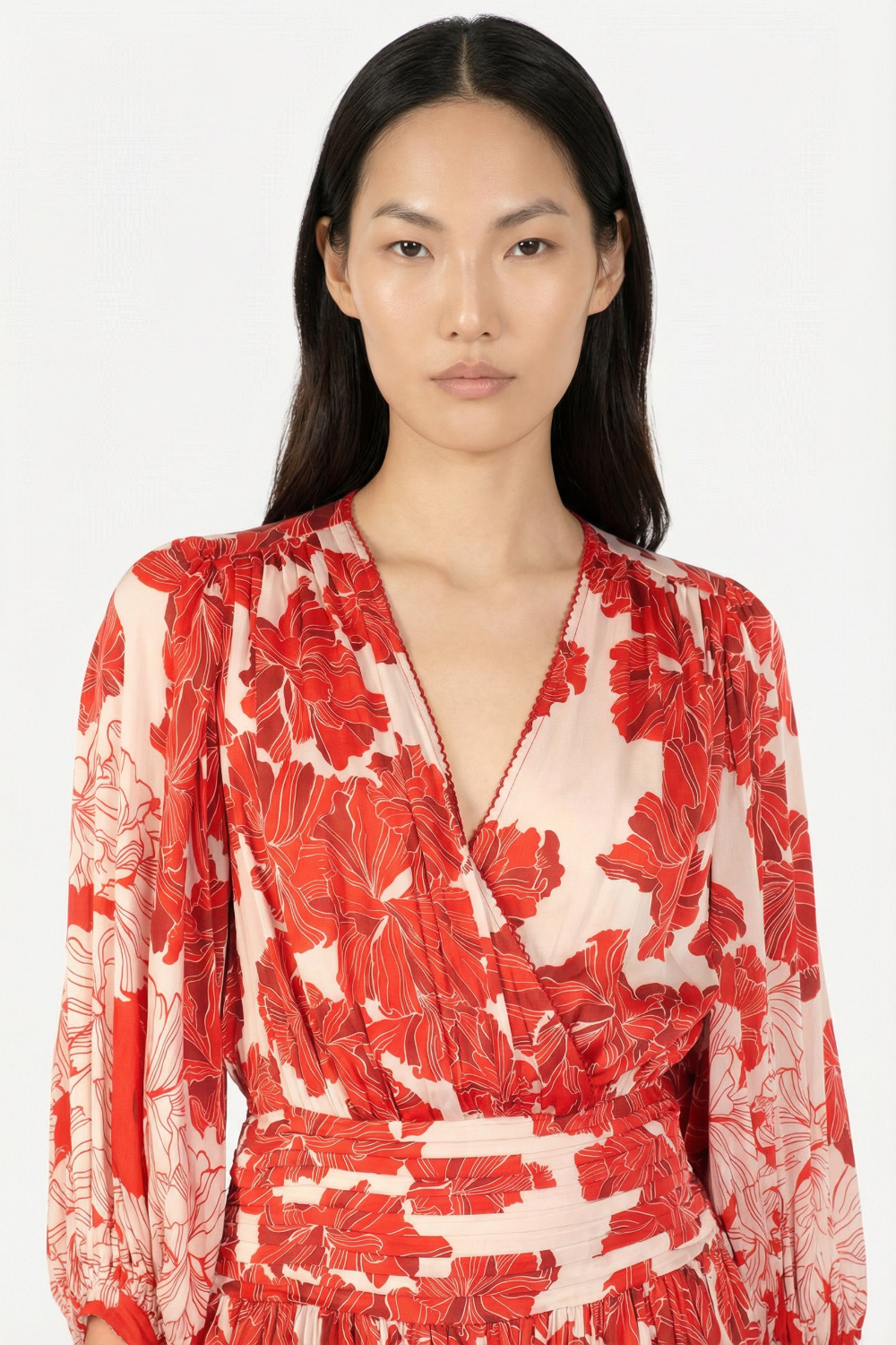 Colleen Jacquard Mini Dress Red Flower Bunch 3