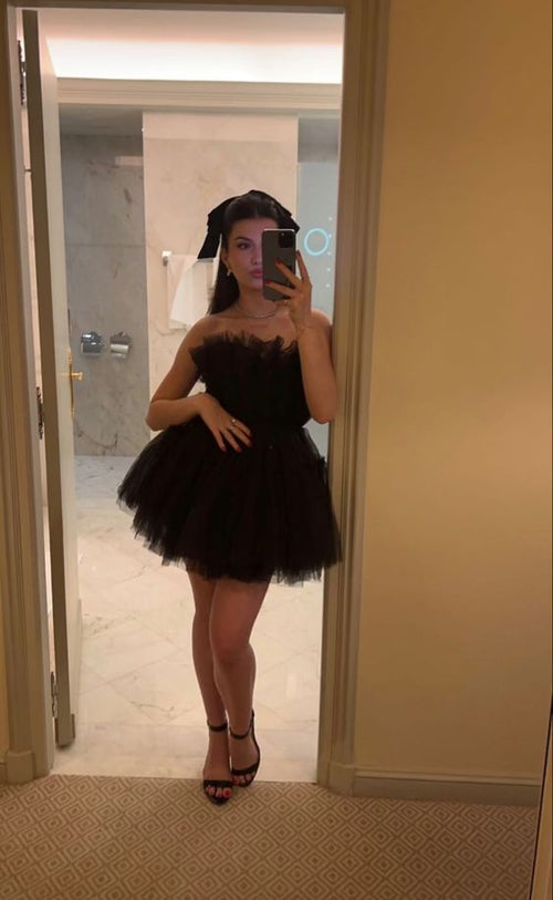 Margot Tulle Mini Dress in Black Black 1