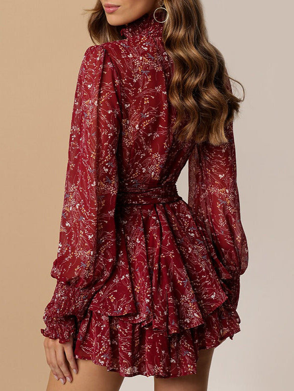 Leila Floral Midi Dress in Black Black & Gray 5
