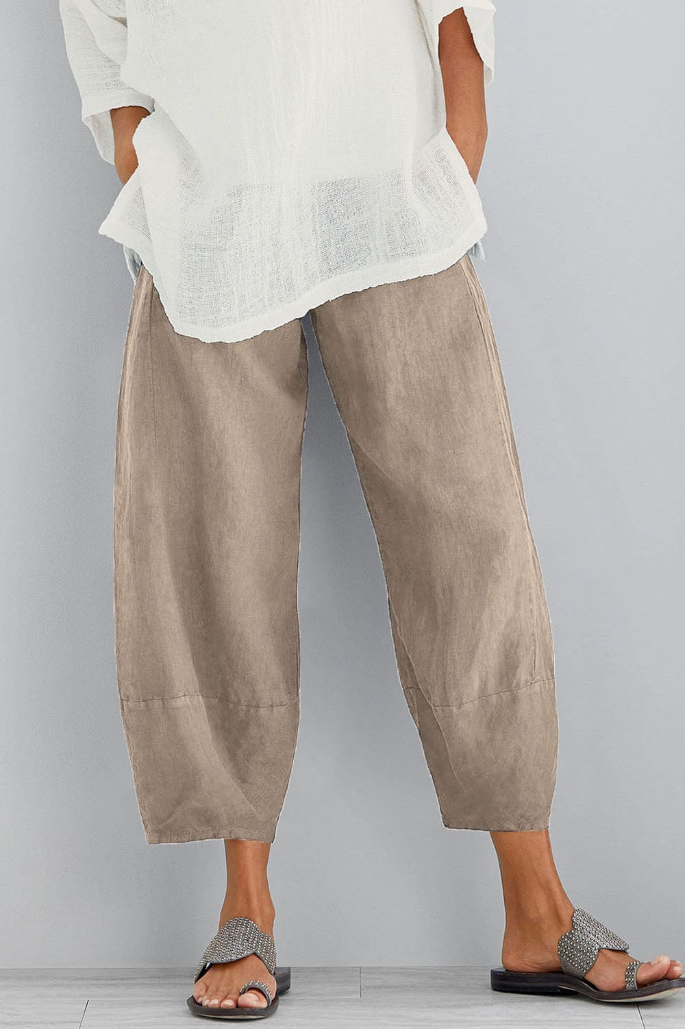 Aurelia Wide-Leg Linen Trousers Khaki 3