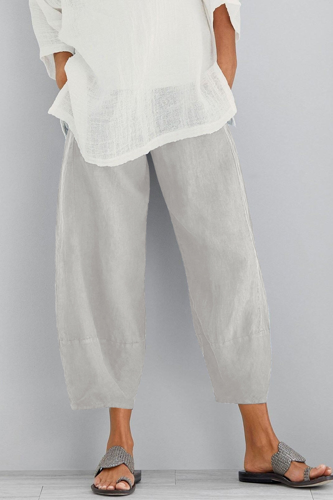 Aurelia Wide-Leg Linen Trousers Khaki 4