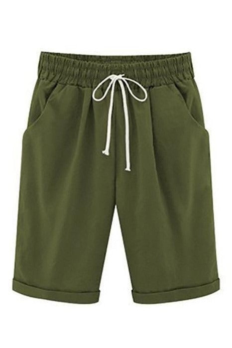 Isabelle Linen Shorts with Sash Green 7