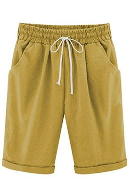 Isabelle Linen Shorts with Sash Navy Blue 10