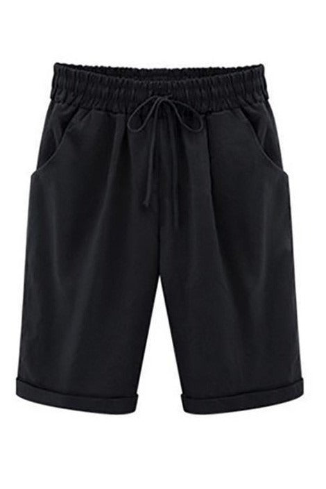 Isabelle Linen Shorts with Sash Black 5