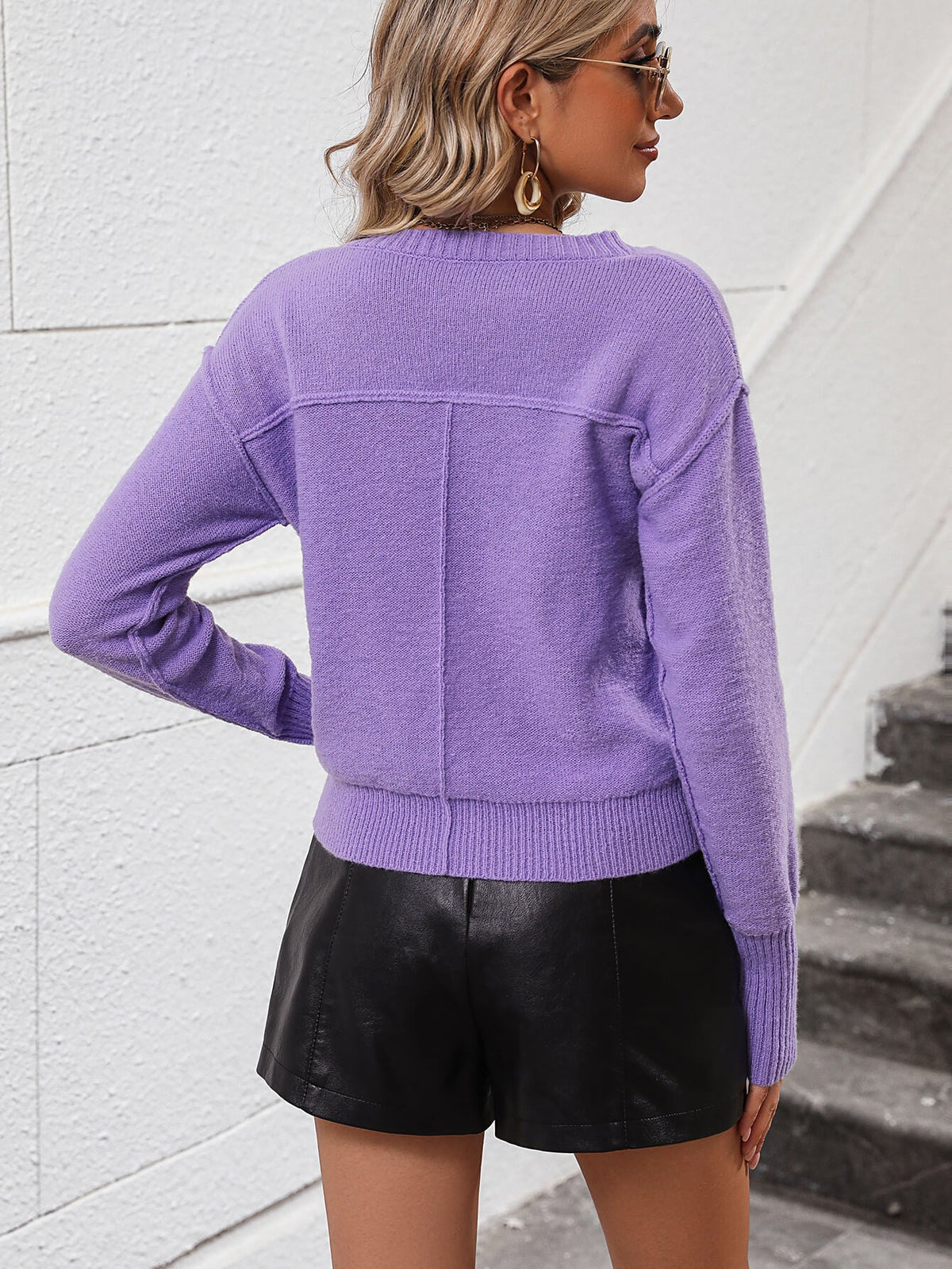 Reenia Knit Sweater in Tan Purple 6