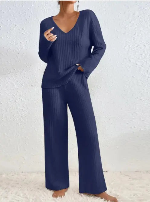 Georgina Rib Knit Two-Piece Set Blue 7